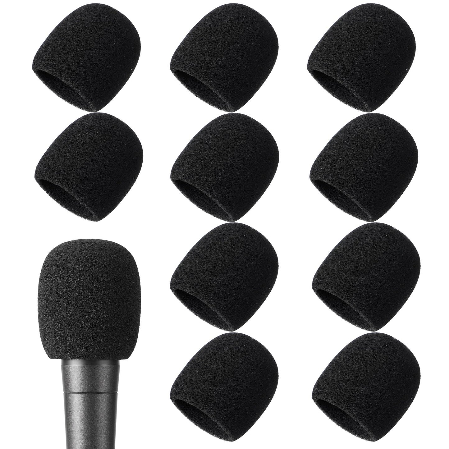 Elegaperma popfiltrs mikrofonam, 10 gab., 4 cm, melns mikrofonu sūkļa vāciņš