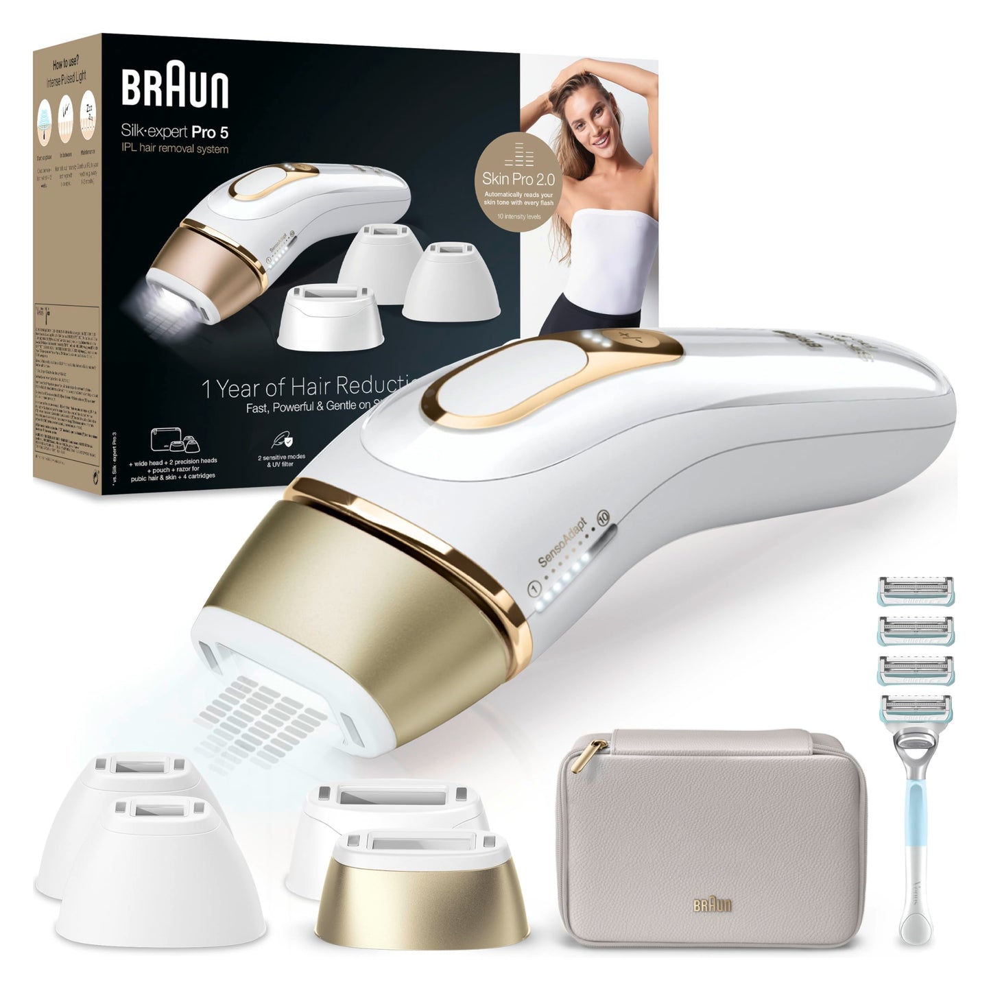 Braun IPL ierīce matu noņemšanai Silk·expert Pro 5, PL5358, balta/zelta