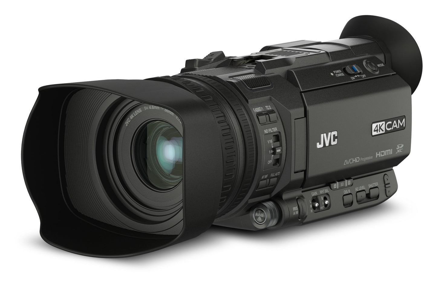 JVC GY-HM170E - Compact 4K camcorder with SD/SDHC/SDXC card support and professional video features.