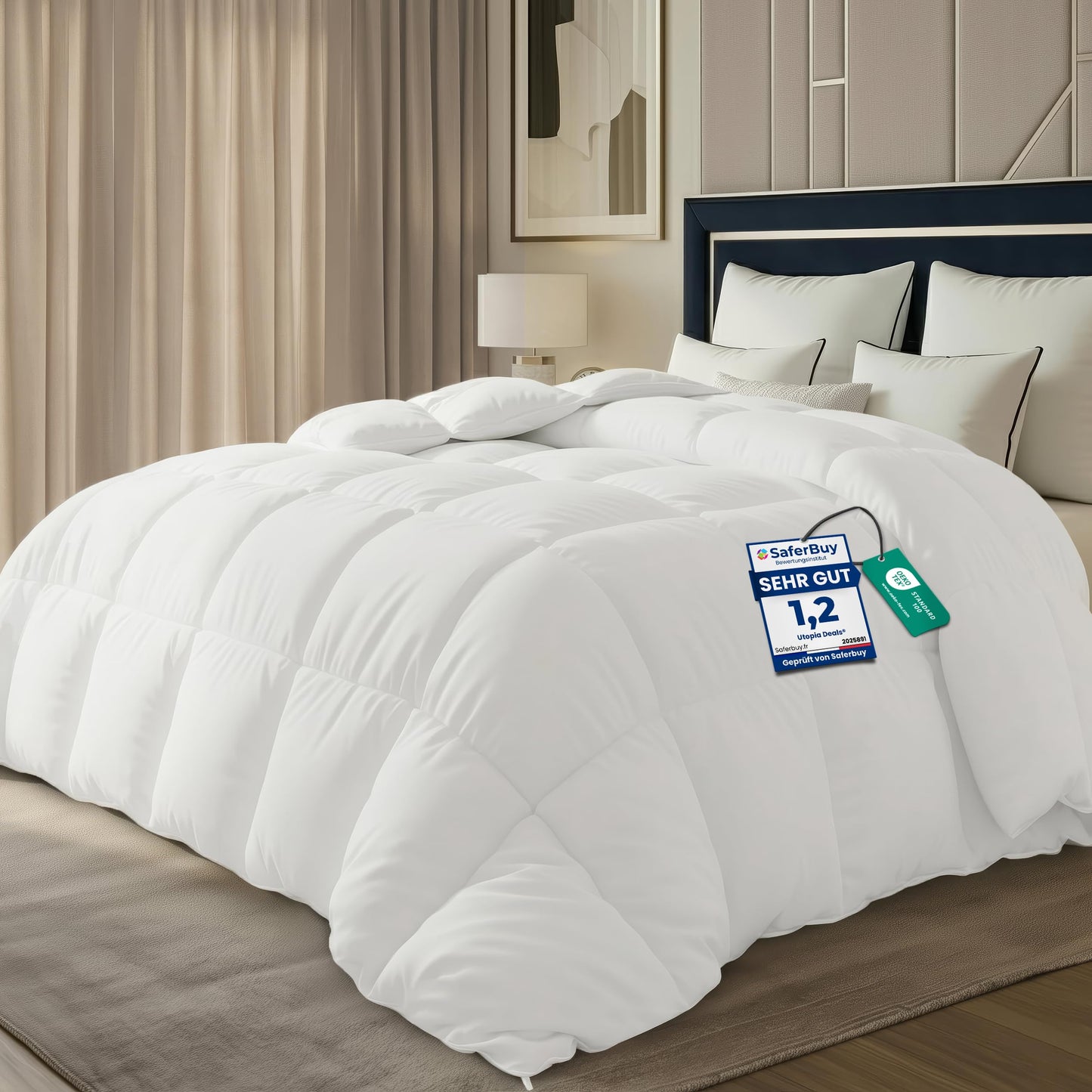 Segas Utopia Bedding 200x200 cm, mīksta stepēta sega, balta