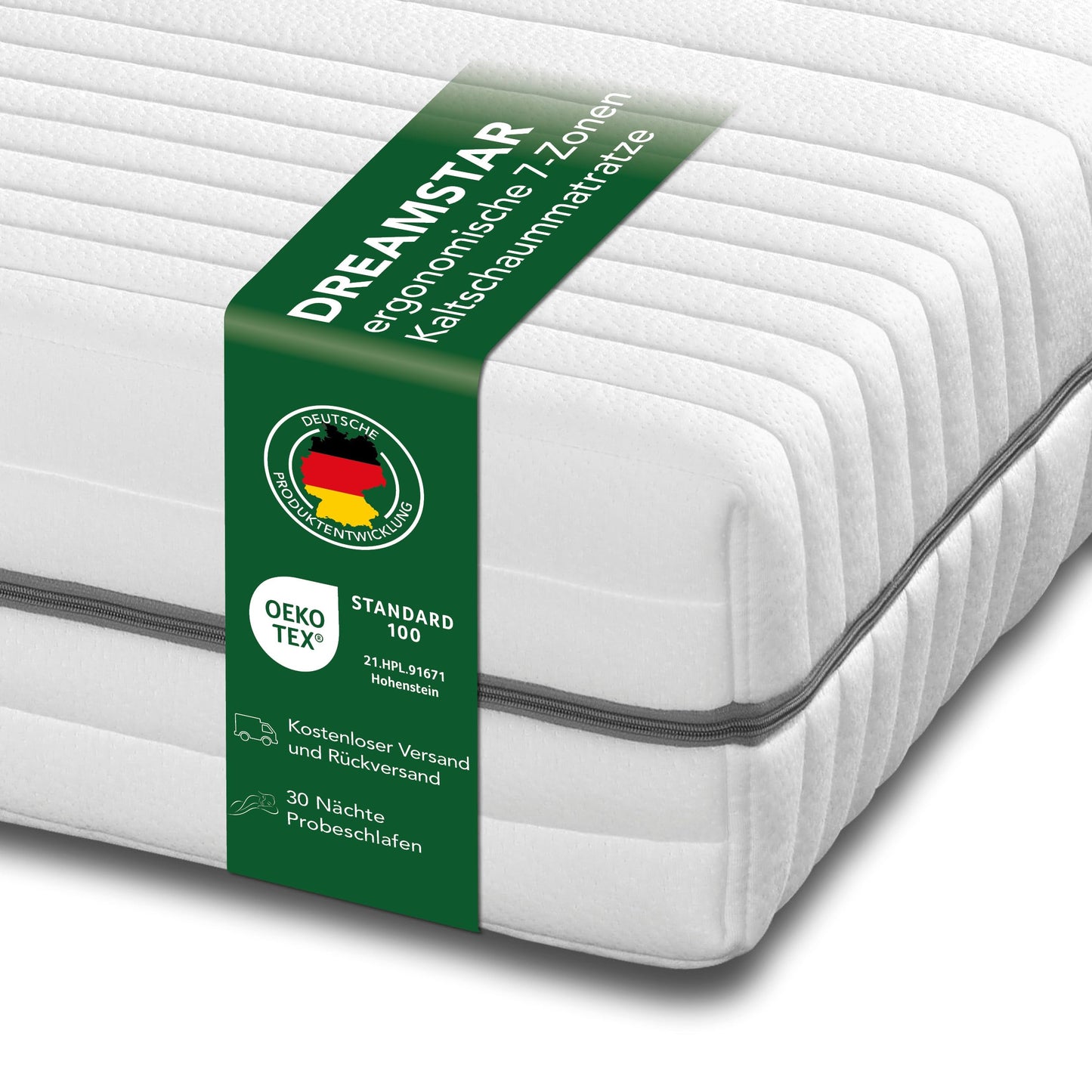 Matracis DREAMSTAR Vital Silber XXL, 90 x 200 cm, 24 cm augsts, 7 zonu H4 matracis no aukstajām putām