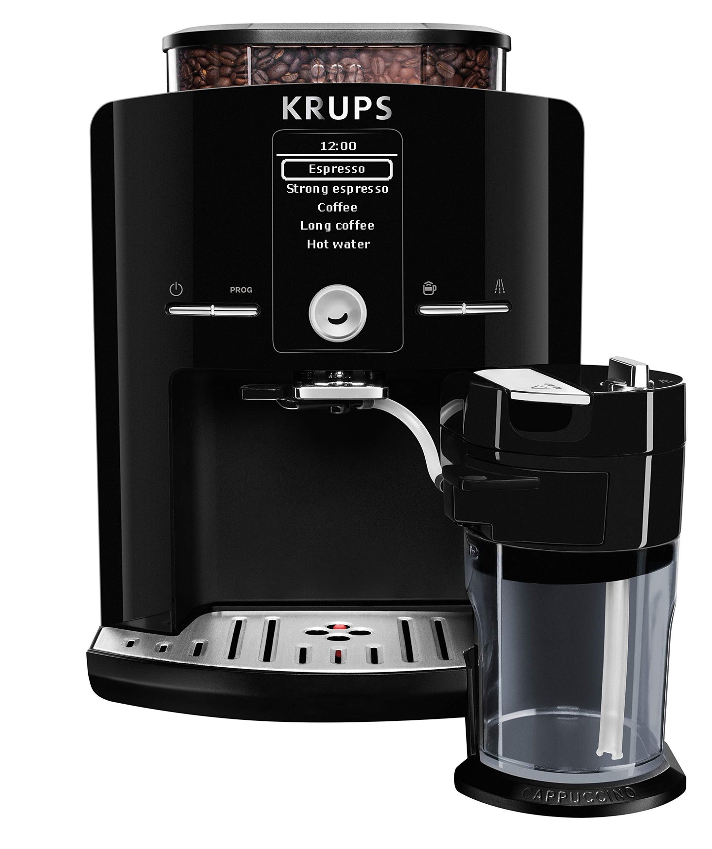 KRUPS EA8298 kafijas automāts - 1,7 L, 15 bāri, LC displejs, kapučinators, melns, vienas pogas funkcija