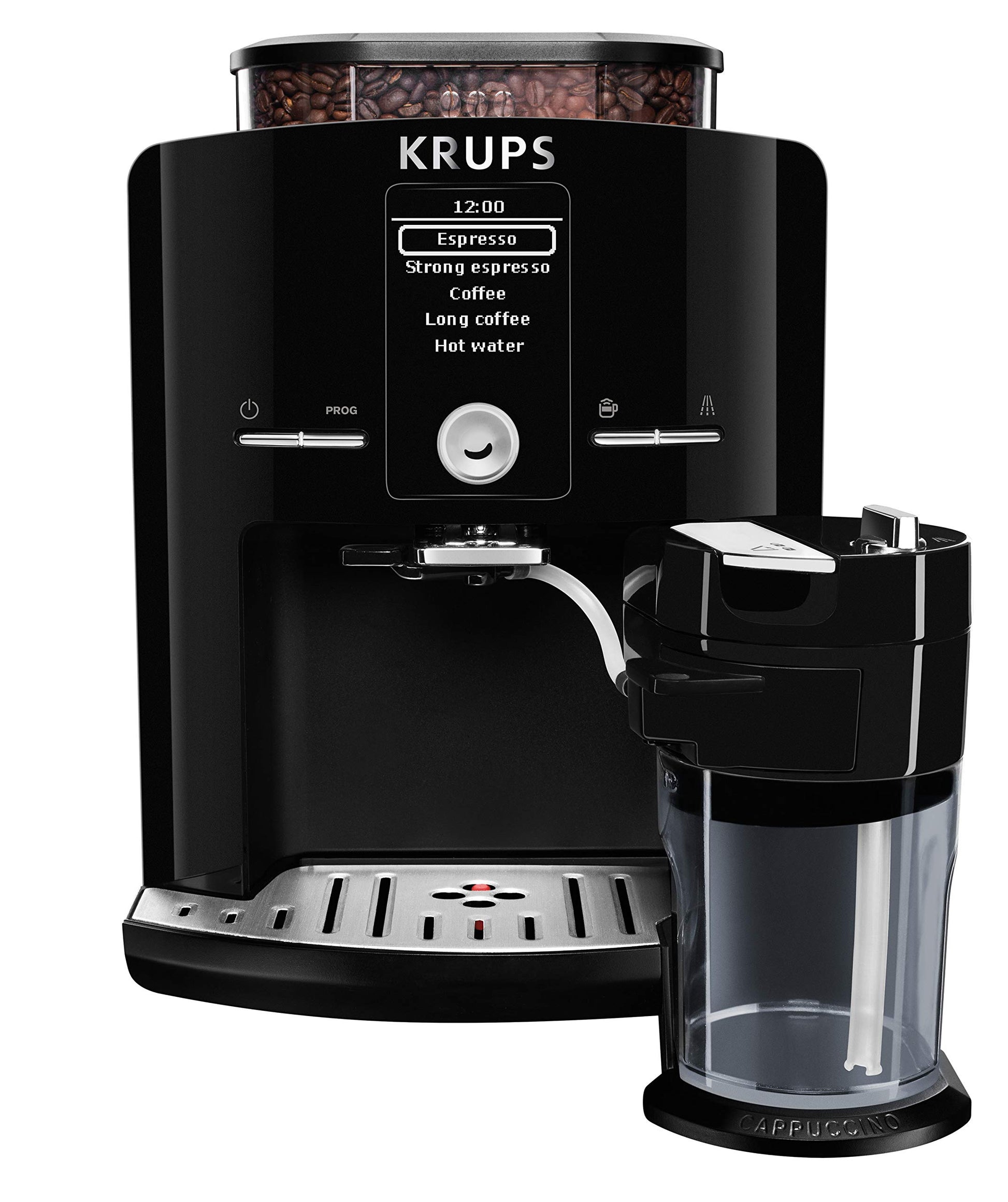 KRUPS EA8298 kafijas automāts - 1,7 L, 15 bāri, LC displejs, kapučinators, melns, vienas pogas funkcija