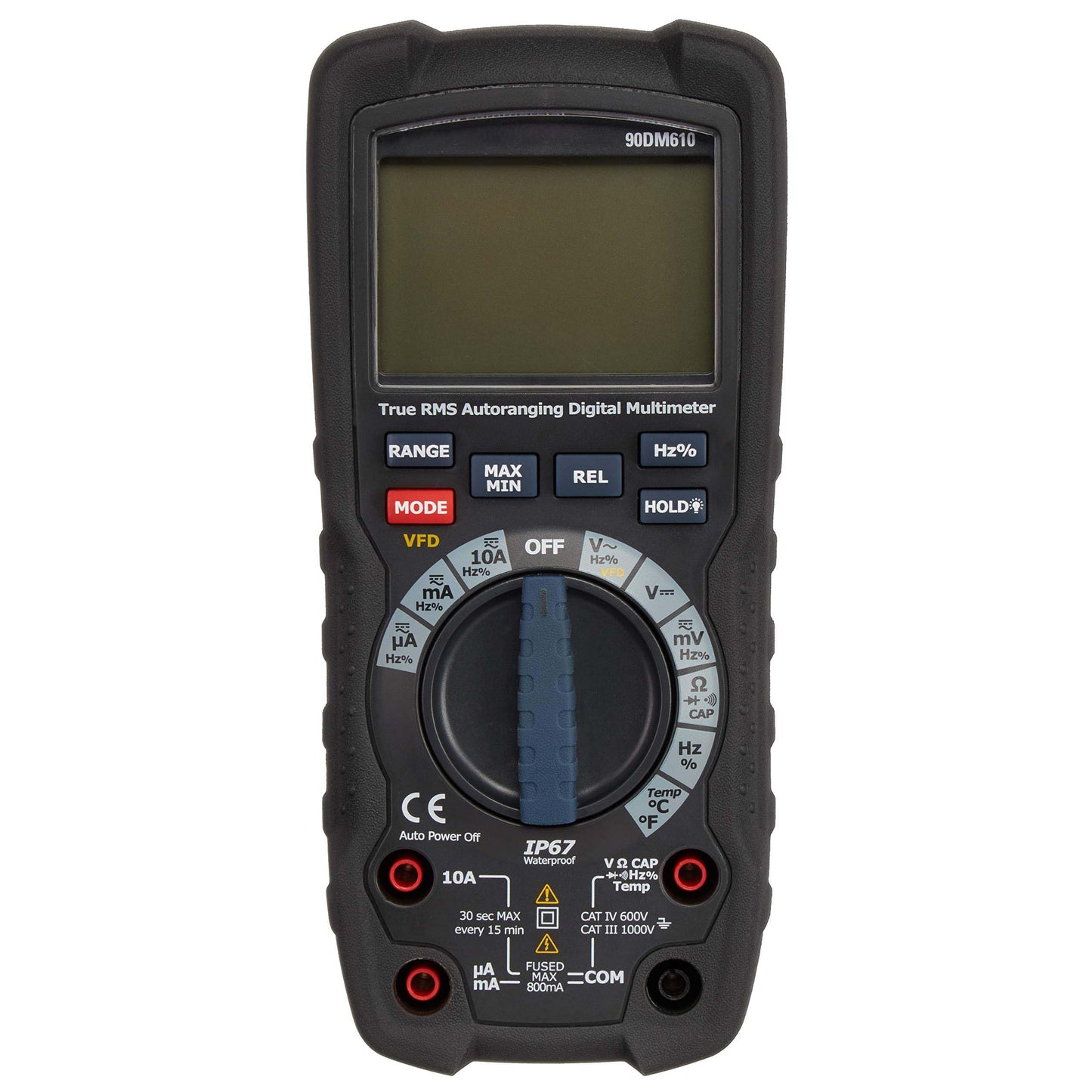 Digitālais multimetra testeris, 6000 rādījumi, IP67, True RMS, CAT IV 600 V, melns