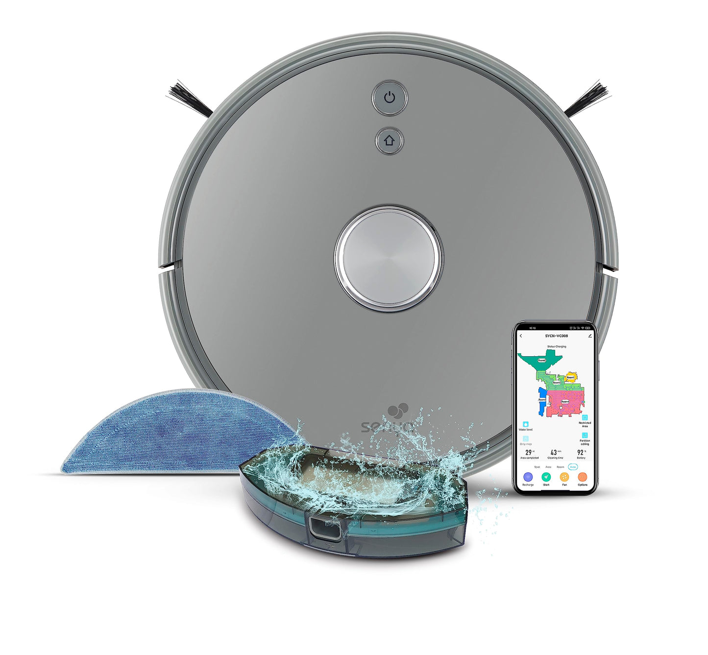 Senya Mazgāšanas robots SYCN-VC008P - 230 min akumulatora, programmējams, Alexa un Google Assistant, pelēks.