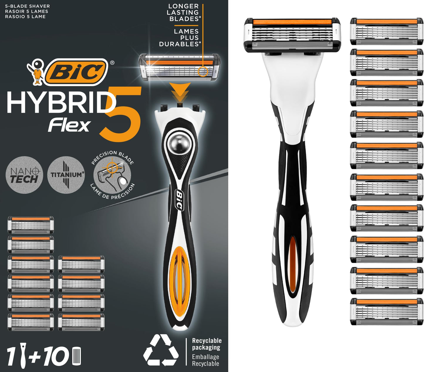 Skūšanās kasetes vīriešiem Wilkinson Sword Hydro 5 Sensitive, 4 maināmās kasetes, mitrinoši želejas rezervuāri un ādas aizsardzības stieņi