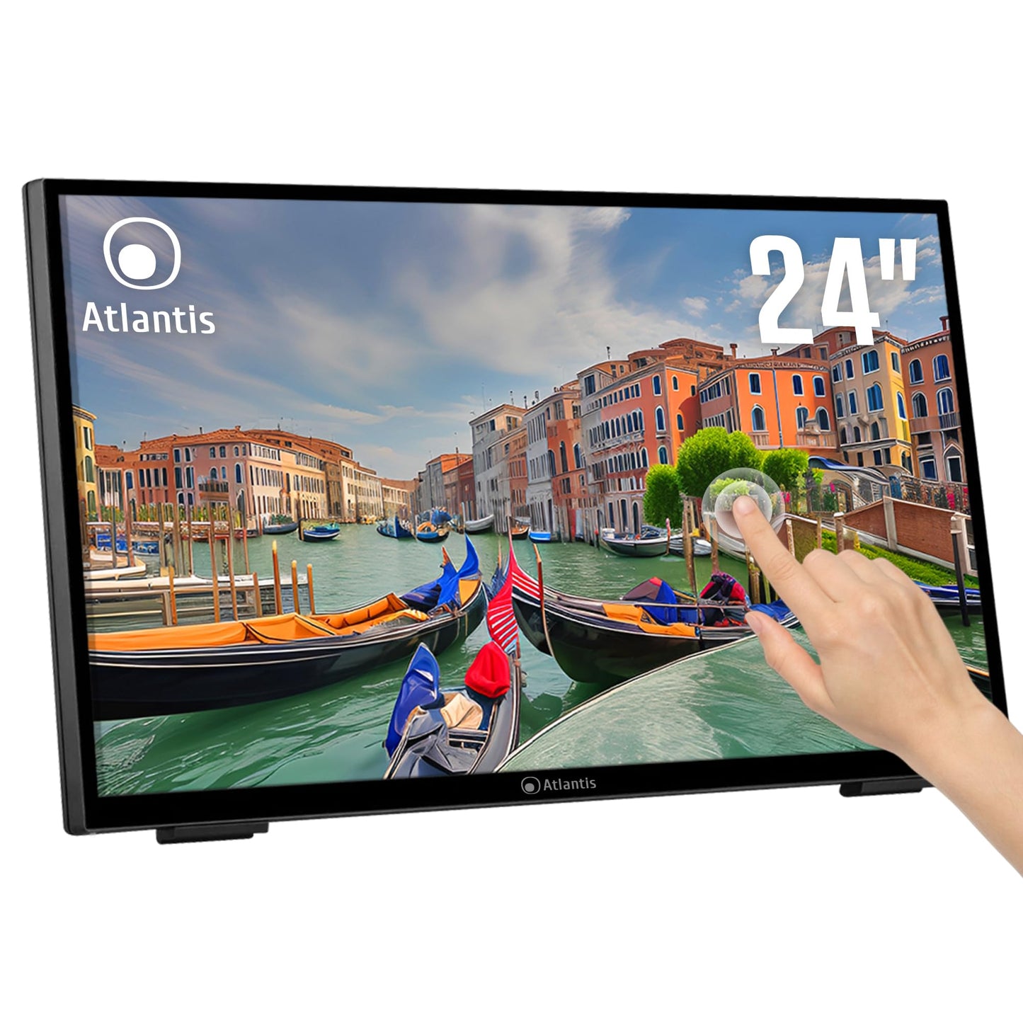 Atlantis A05-T24A-VHDM - 24" touch monitor, Full HD 1920x1080, 10-key, adjustable 15°-70°, 7H glass, 3000:1 contrast, VESA 100.