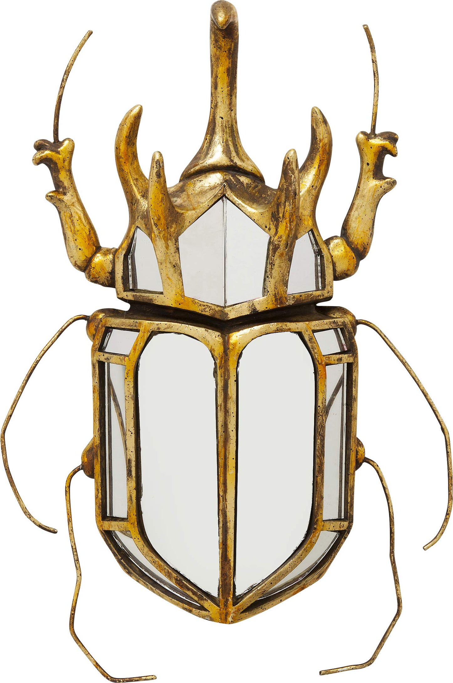 Sienas spogulis Kare Design Beetle Mirror, zelta, 37x25x6 cm, sienas dekors, interjera aksesuārs, vaboles motīvs, spoguļots, viesistabai