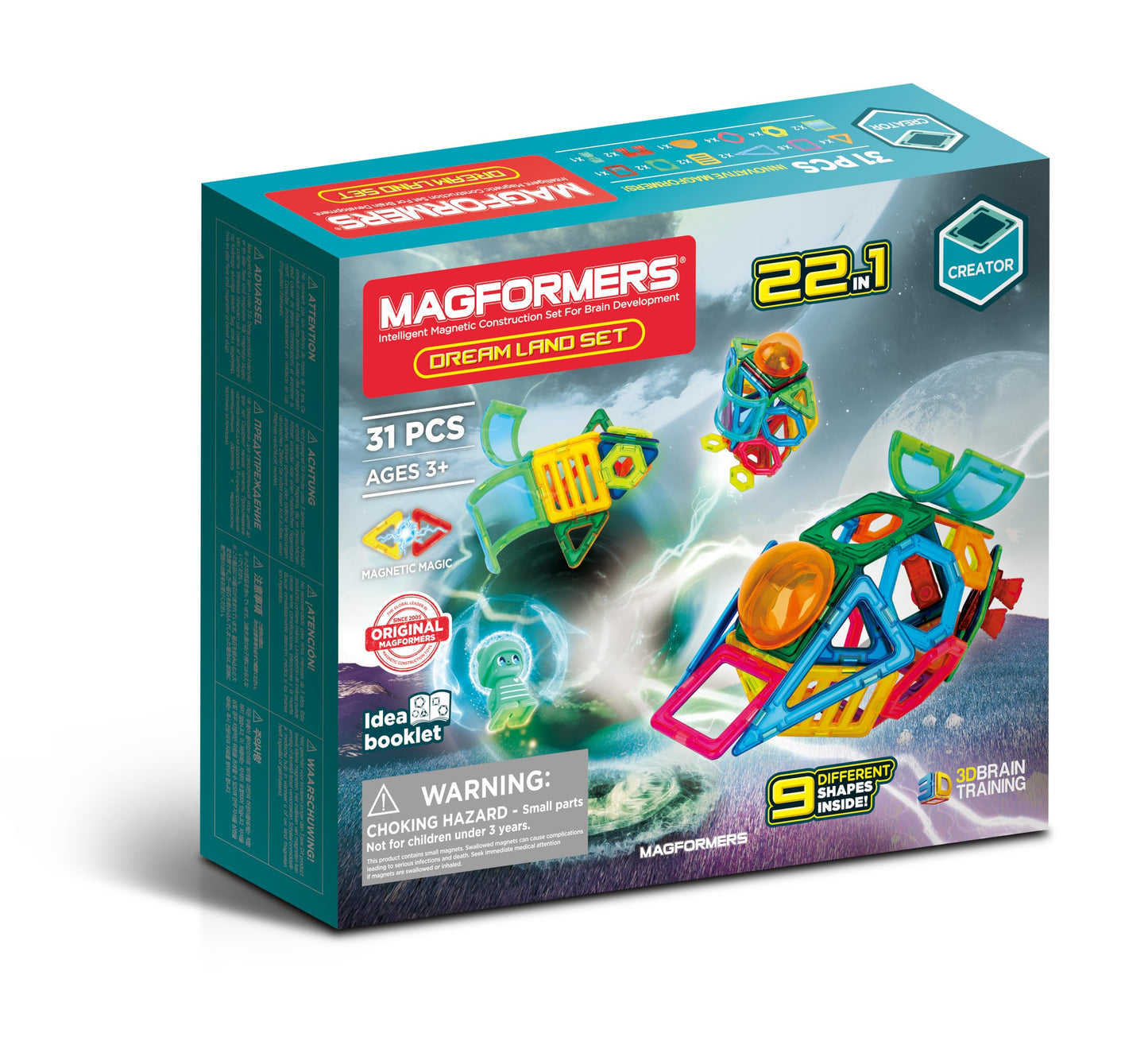 MAGFORMERS Sapņu Zemes komplekts - Magnetic building set with colorful geometric shapes for creative play and learning.