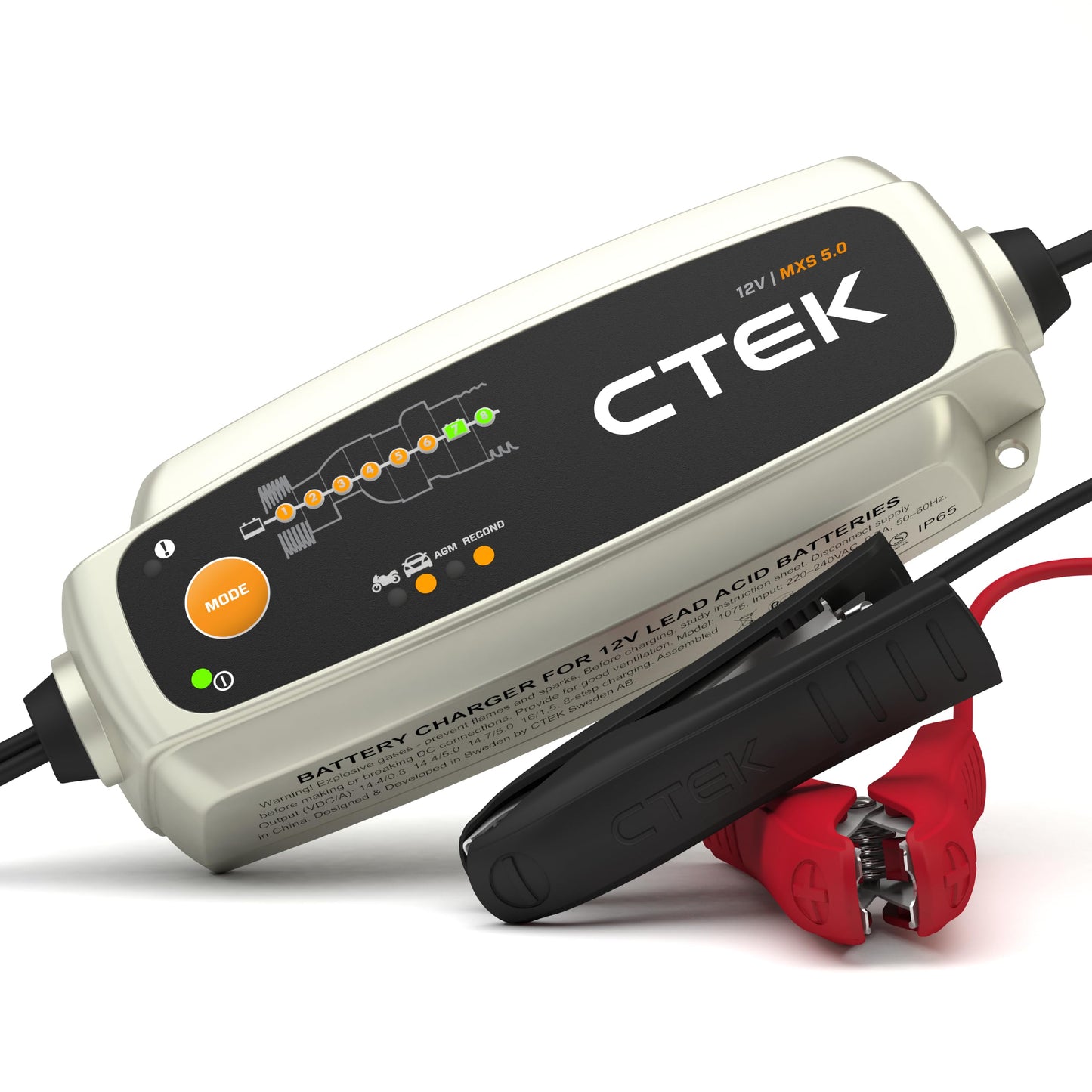 CTEK MXS 5.0 akumulatora lādētājs 12V, temperatūras kompensācija, inteliģents auto un motocikla akumulatora lādētājs, ar rekondicionēšanas režīmu un AGM opciju