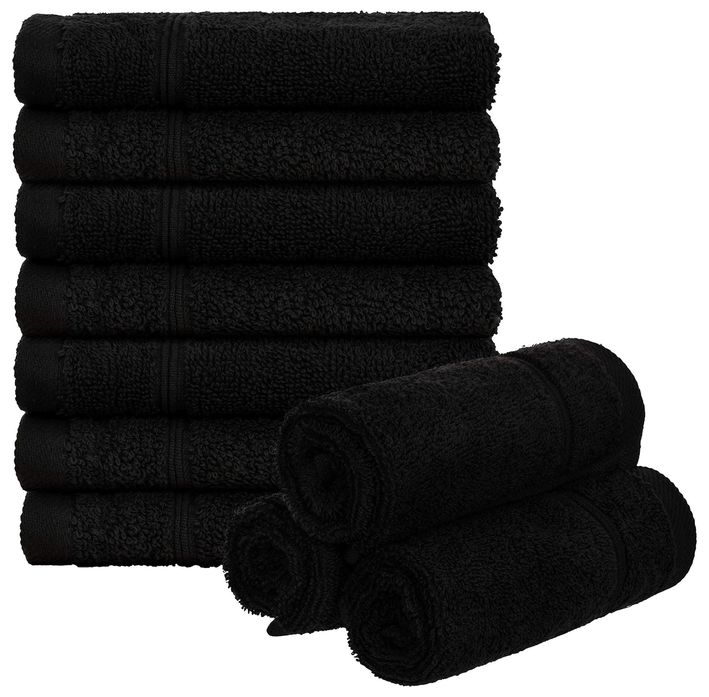 Ziepju drāniņu komplekts Brandsseller, 10 gab., 30 x 30 cm, mazgāšanas lupatiņas, frotē, viesu dvielis ar pakaramo, kokvilna, 470 g/m², vannai un mājsaimniecībai, melns