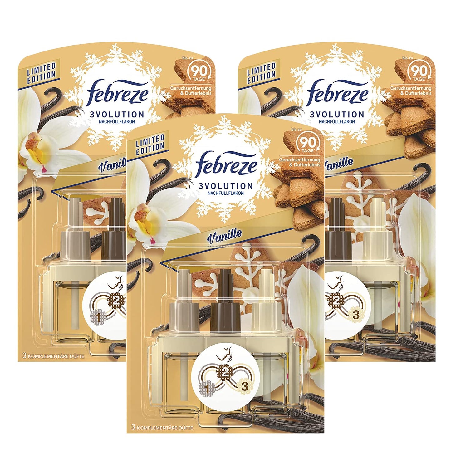 3 x Febreze 3 Volution vaniļas uzpilde gaisa atsvaidzinātājam 20ml