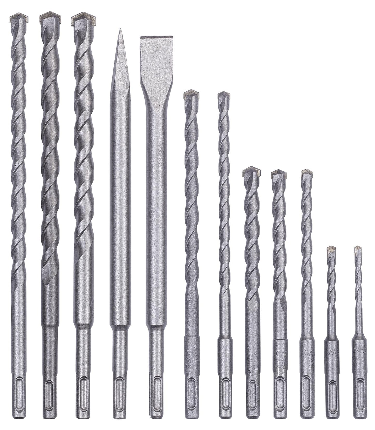 Original Einhell 12 daļu SDS-plus urbju un kalta komplekts, 10x urbji, 1x plakanais kalts, 1x smailais kalts, koferī