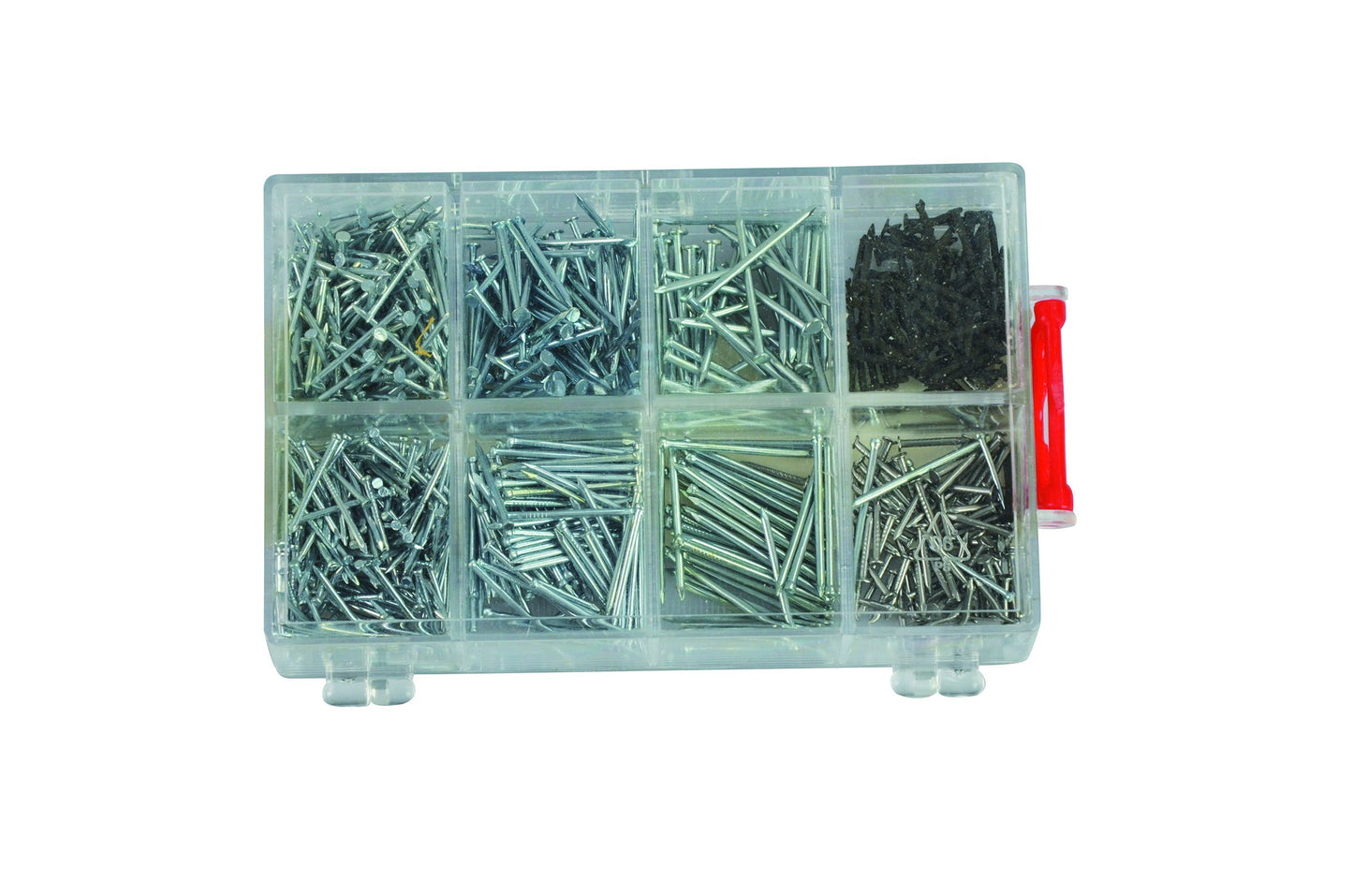 Pebaro M947140 naglu komplekts - 750 gabali, 8 naglu veidi, plastmasas kastē, ideāls amatniekiem un hobijiem.