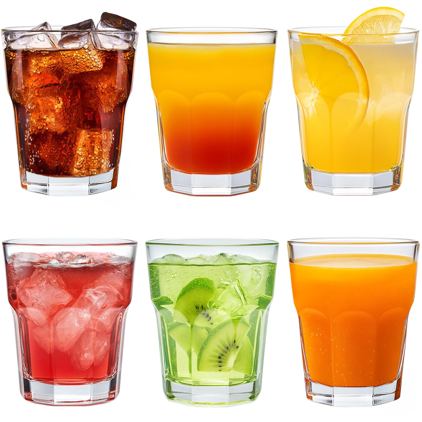 Glāzes ūdenim, sulai un dzērieniem Glasmark Krosno 1992, 6 gab., 400 ml, caurspīdīgas, rievotas, augstas glāzes mājām un ēdināšanai