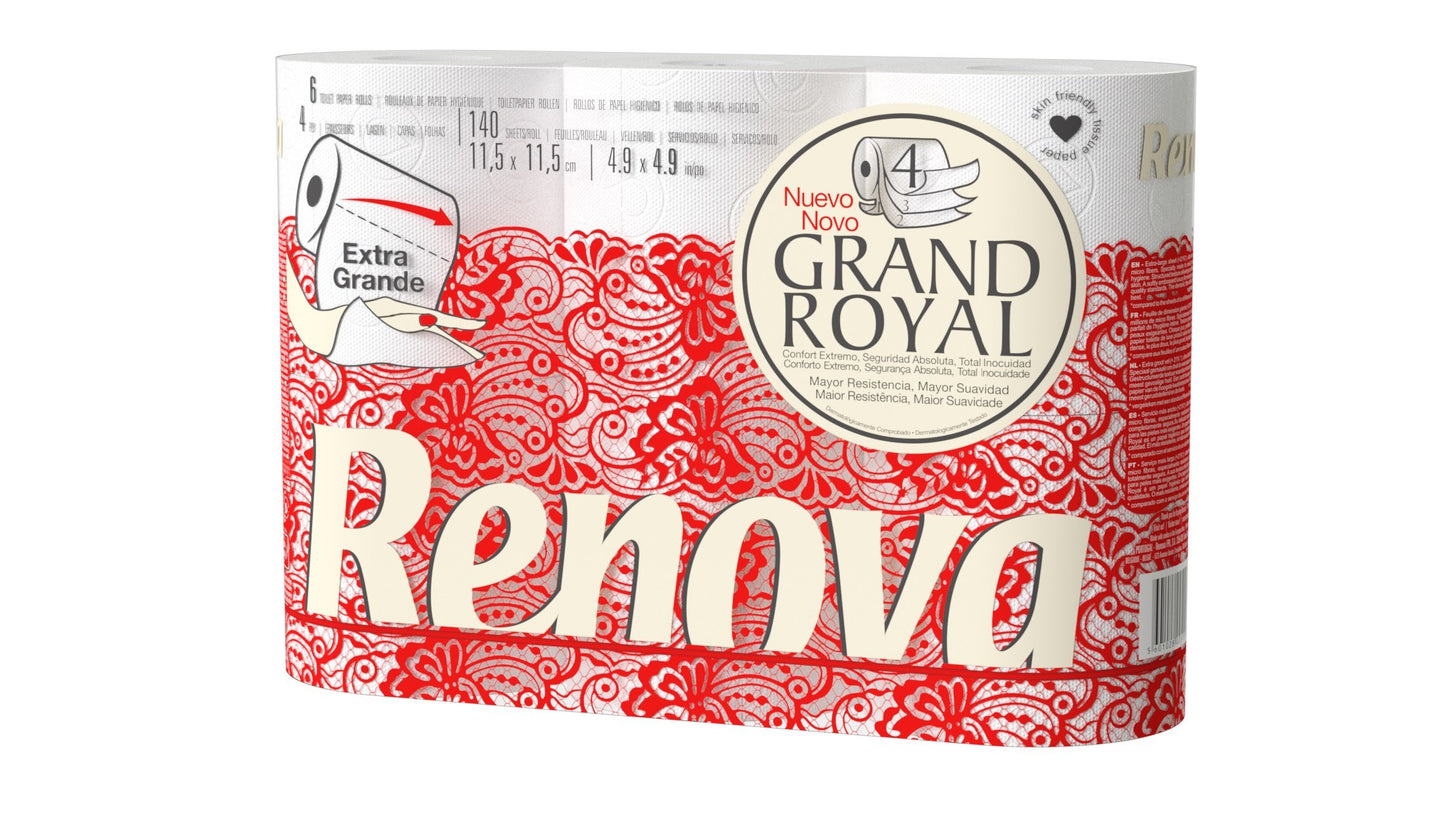 Tualetes papīrs Renova Grand Royal 200105437 – 4 kārtas, 6 ruļļi, liels izmērs