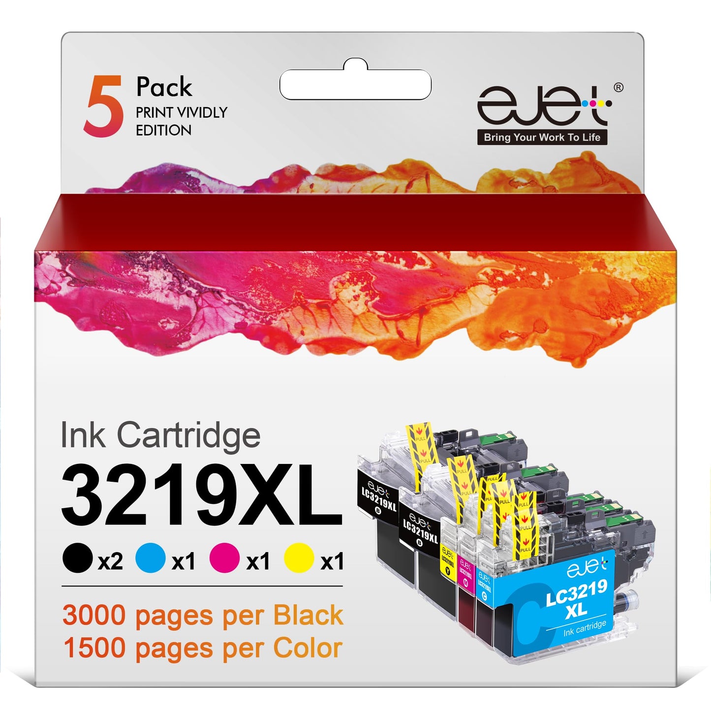 Brother LC3219XL Ink Cartridge Set - 5-pack replacement for MFC-J5330DW, MFC-J5730DW, MFC-J6530DW, MFC-J6930DW.