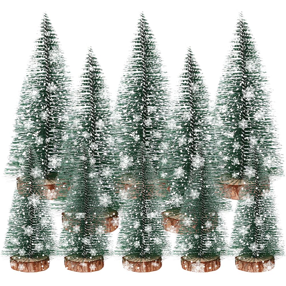 Mini Ziemassvētku eglīte, 10 gab. mākslīga Ziemassvētku eglīte, mini zaļa eglīte ar sniega efektu, 10CM/15CM galda dekoram, DIY un skatlogiem