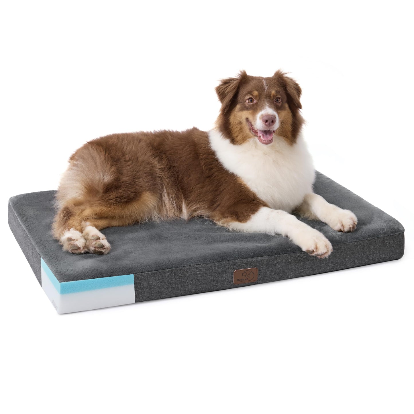 BEDSURE ortopēdisks suņu spilvens lieliem suņiem, 89x56x8cm, tumši pelēks