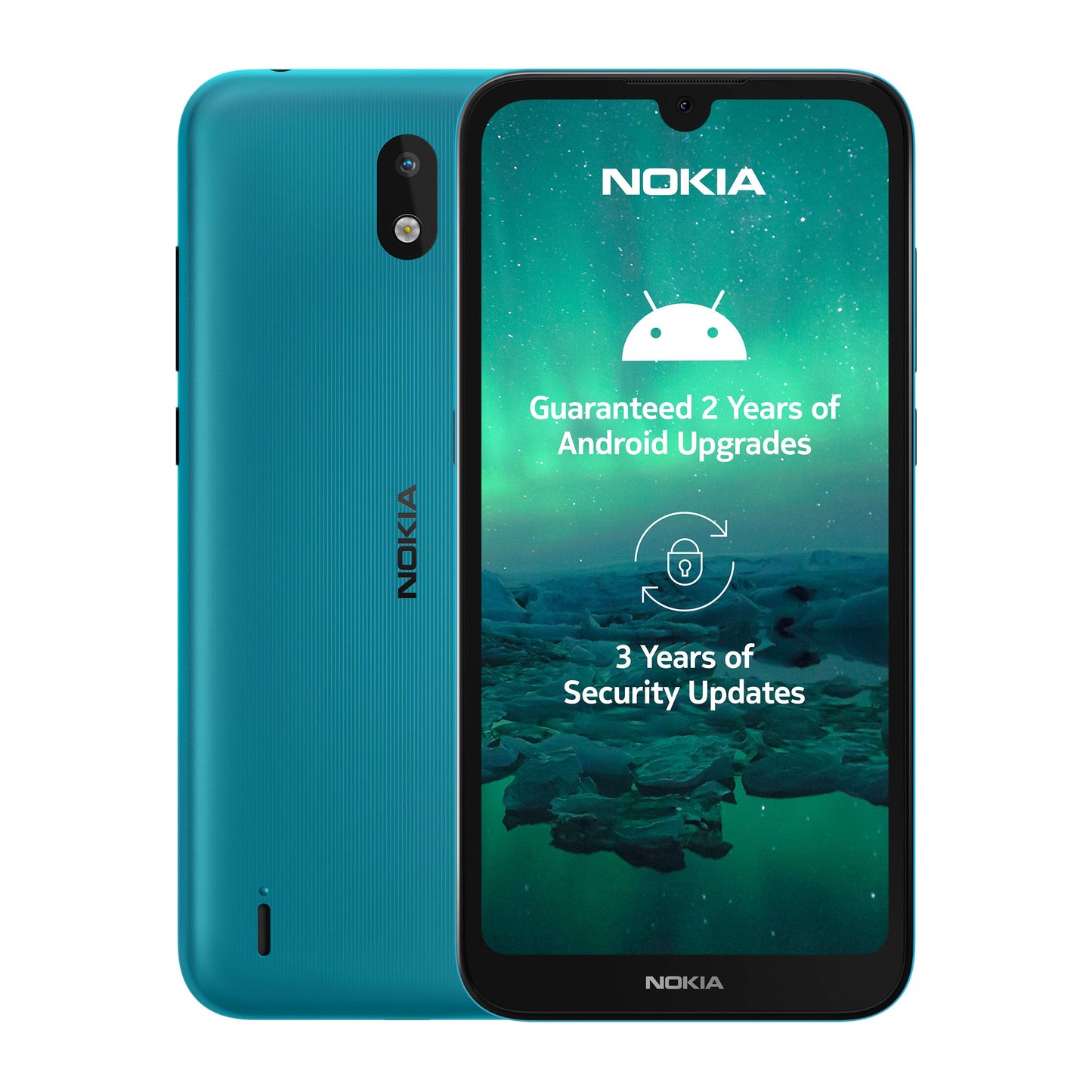 Nokia 1.3 - 5.71" display, 16GB storage, 1GB RAM, dual SIM, cyan color, UK plug, German product.