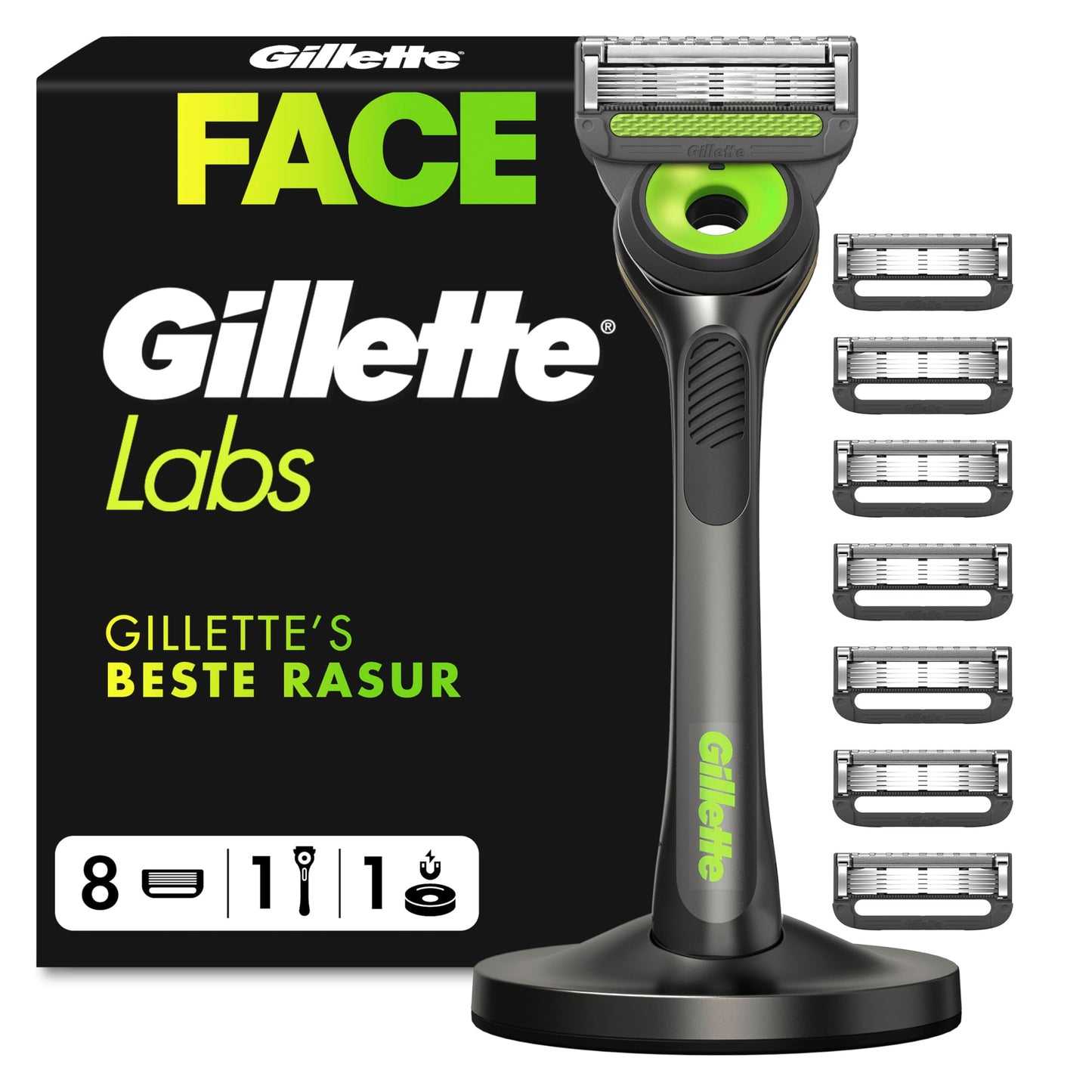 Vīriešu skuveklis Gillette Labs, mitrās skūšanās skuveklis ar tīrīšanas elementu, metāla, melns