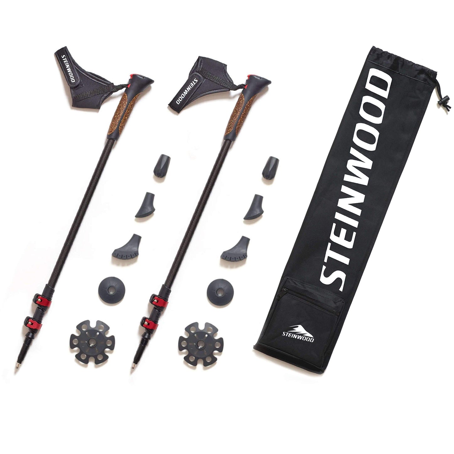 Steinwood Nordiskās iešanas nūjas 100% Carbon, teleskopiskas, regulējamas 65-135 cm