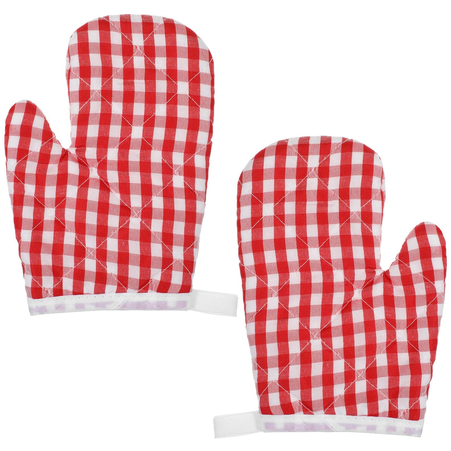 Ofenhandschuhe priekš mazuļiem, 2 gab., karstumizturīgi mikroviļņu cimdi, bērnu cepeškrāsns cimdi, podu turētājs, sarkans rūtains cepšanas cimds virtuvei, sarkans