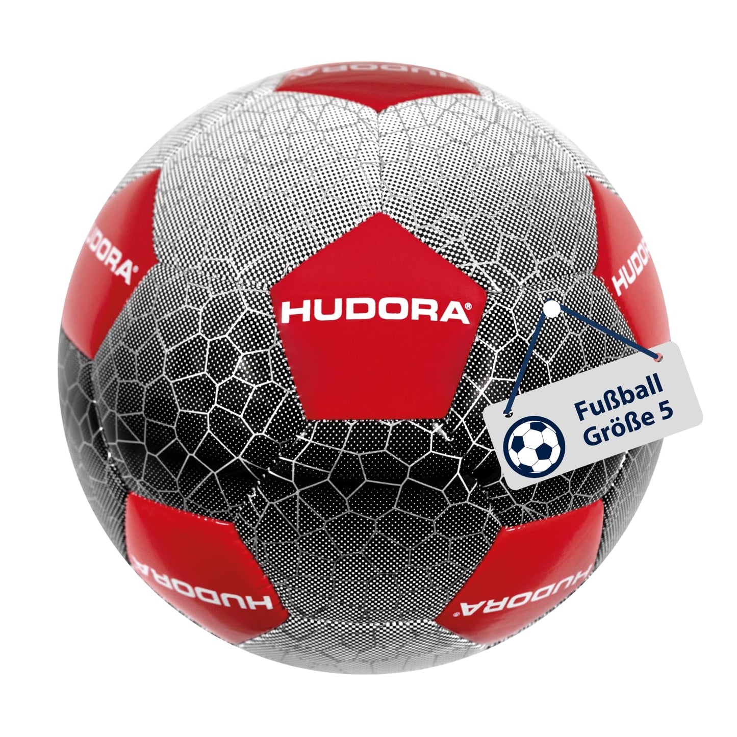 Futbola bumba HUDORA, 5. izmērs, izturīga treniņu un brīvā laika bumba bērniem un pieaugušajiem, patīkama bumbas sajūta, stabila forma un labs atlekums, dārzam un laukuma spēlēm, nepumpēta