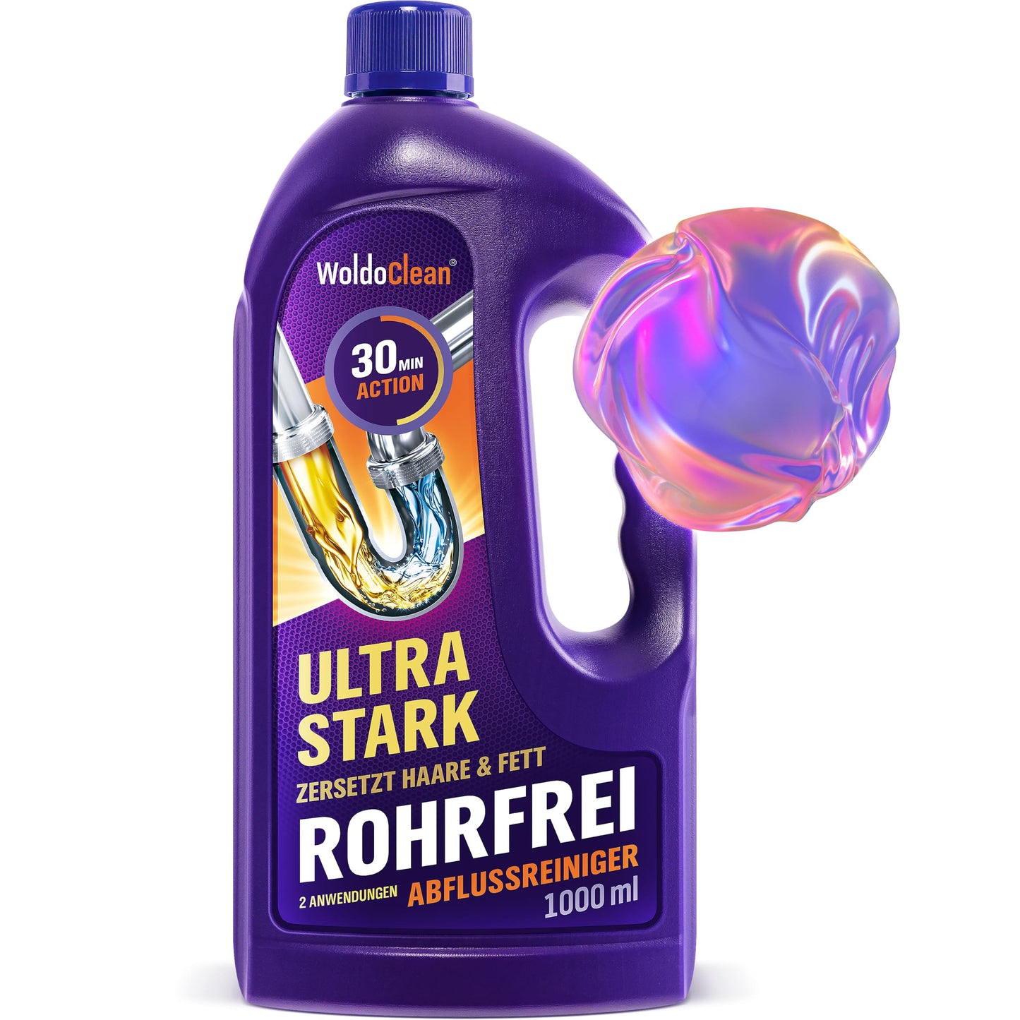 Cauruļu un kanalizācijas tīrīšanas gels WoldoClean 1000ml, īpaši spēcīgs
