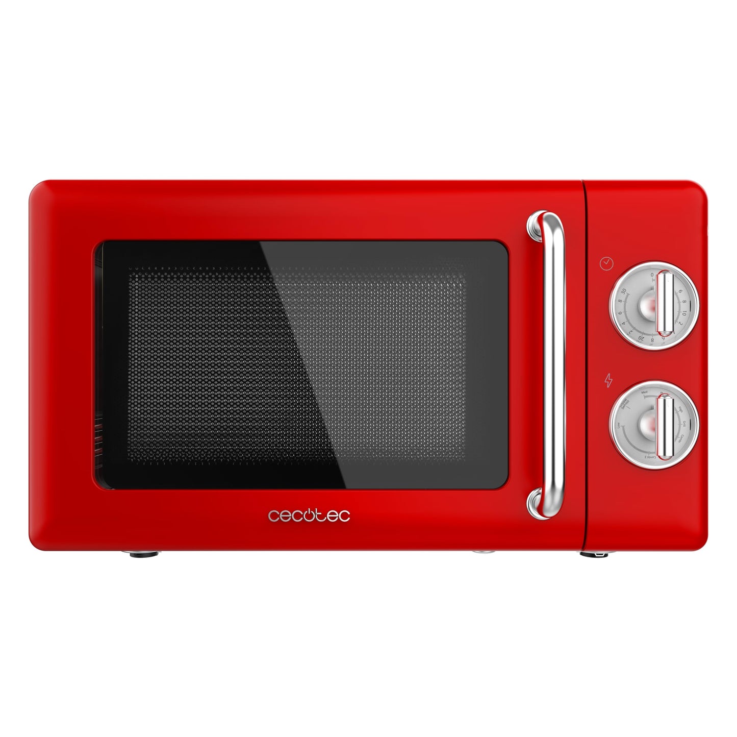 Cecotec mikroviļņu krāsns ar grilu Proclean 3110 Mehāniska, 20 l, retro, 700 W, 6 līmeņi, taimeris līdz 30 minūtēm, atkausēšanas režīms, vintage dizains sarkanā krāsā, tērauda apdare