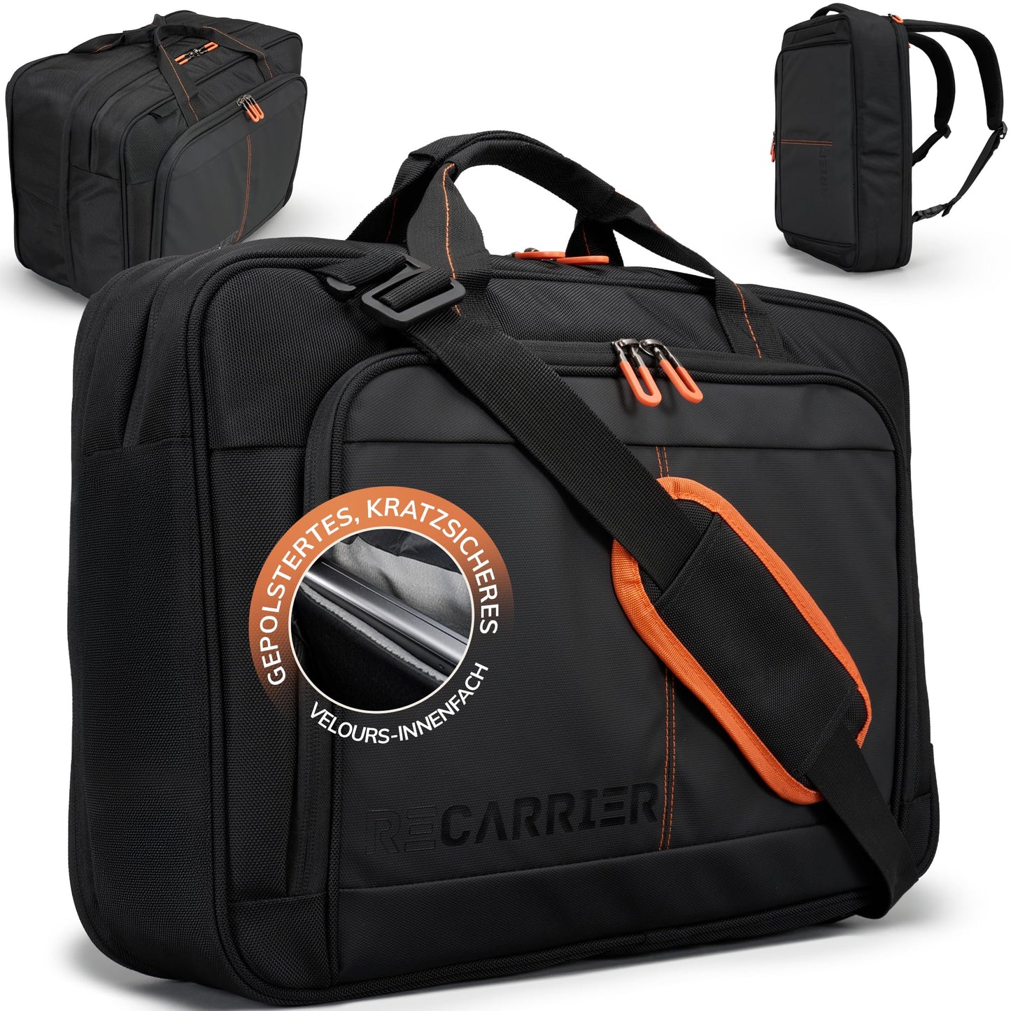 RECARRIER WorkBag 18 collu laptopu soma no pārstrādāta PET, ūdeni atgrūdoša biznesa aktetas tipa soma ar plecu siksnu