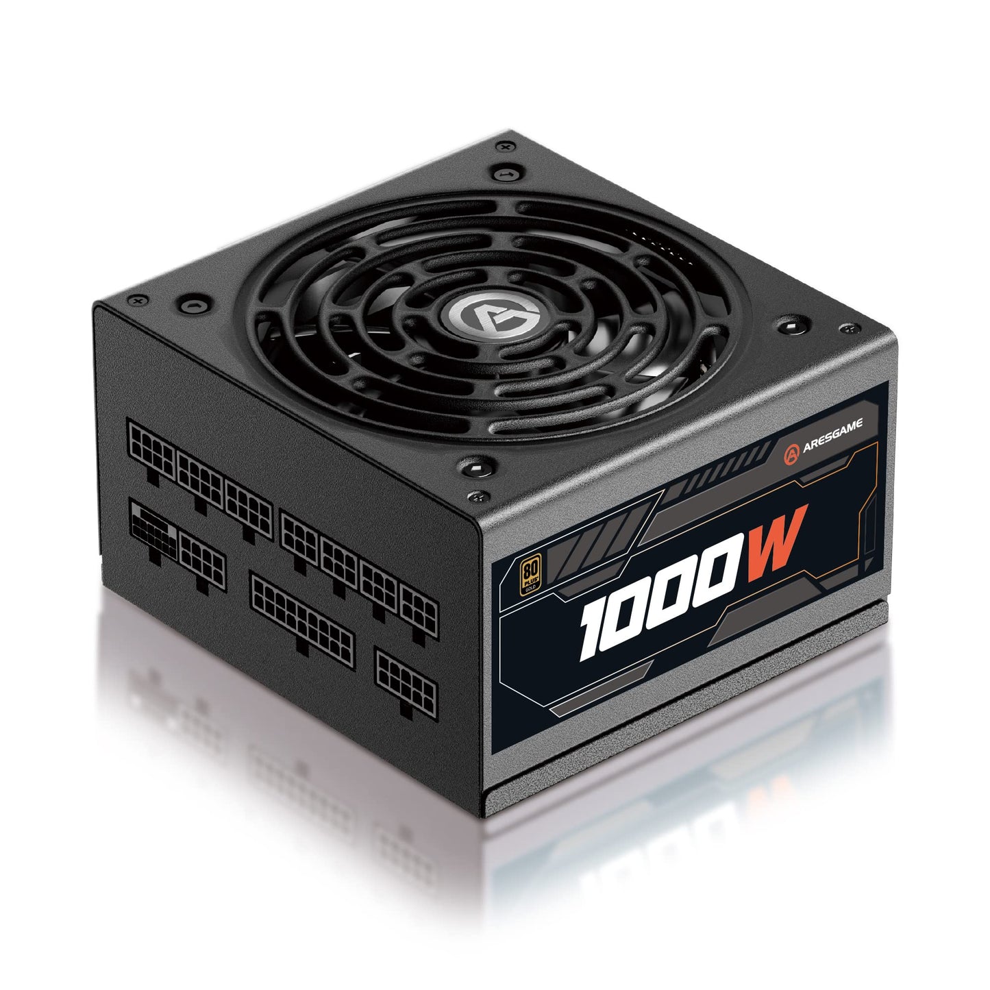 ARESGAME 1000W PC-ATX Power Supply - 80-Plus Gold, fully modular, quiet 120mm fan, black AGT1000.