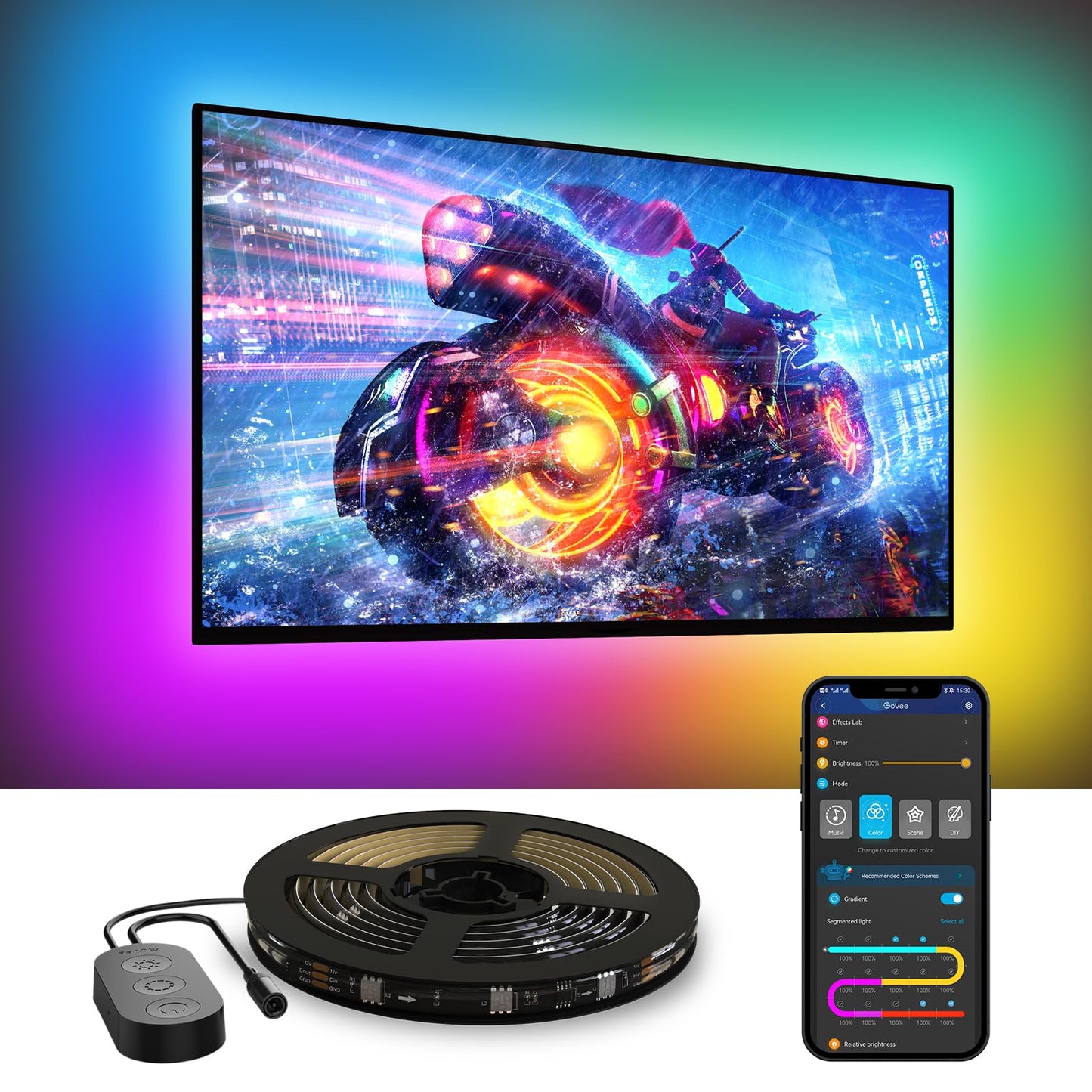 Govee TV LED fona apgaismojums 3,8 m 55-65 collu televizoriem