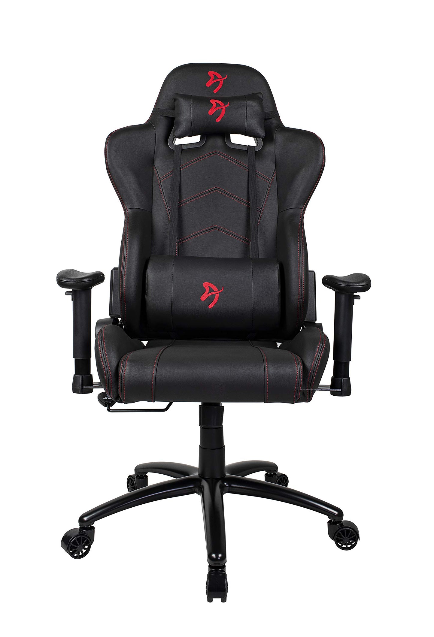 Arozzi Inizio melns PU - Ergonomic gaming chair with red logo, adjustable height, and durable PU leather upholstery.