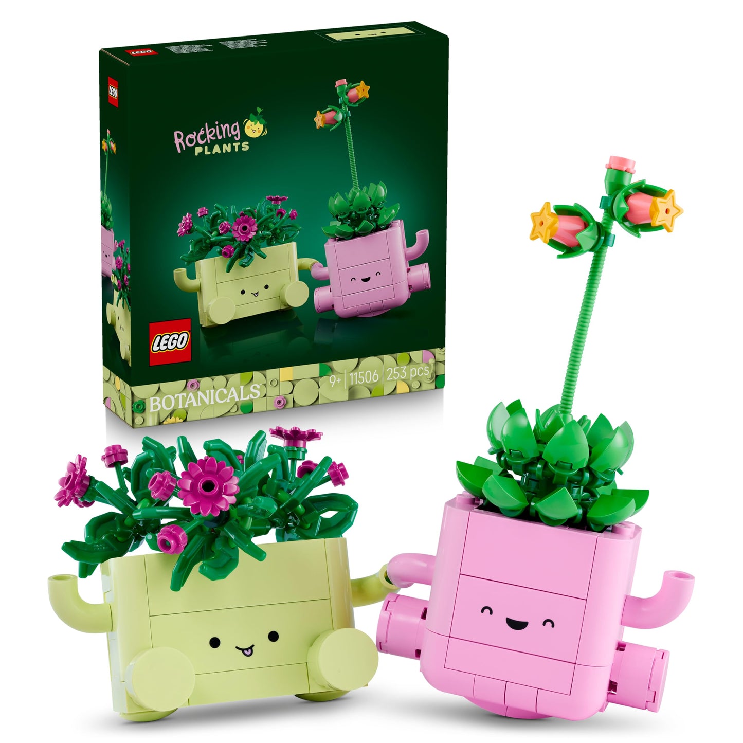 Konstruktors LEGO Botanicals Šūpojošie augi ar mākslīgajiem ziediem, 2 augi un 2 pasteļkrāsas podi, guļamistabas dekors, radoša dāvana meitenēm no 9 gadiem un pieaugušajiem, 11506