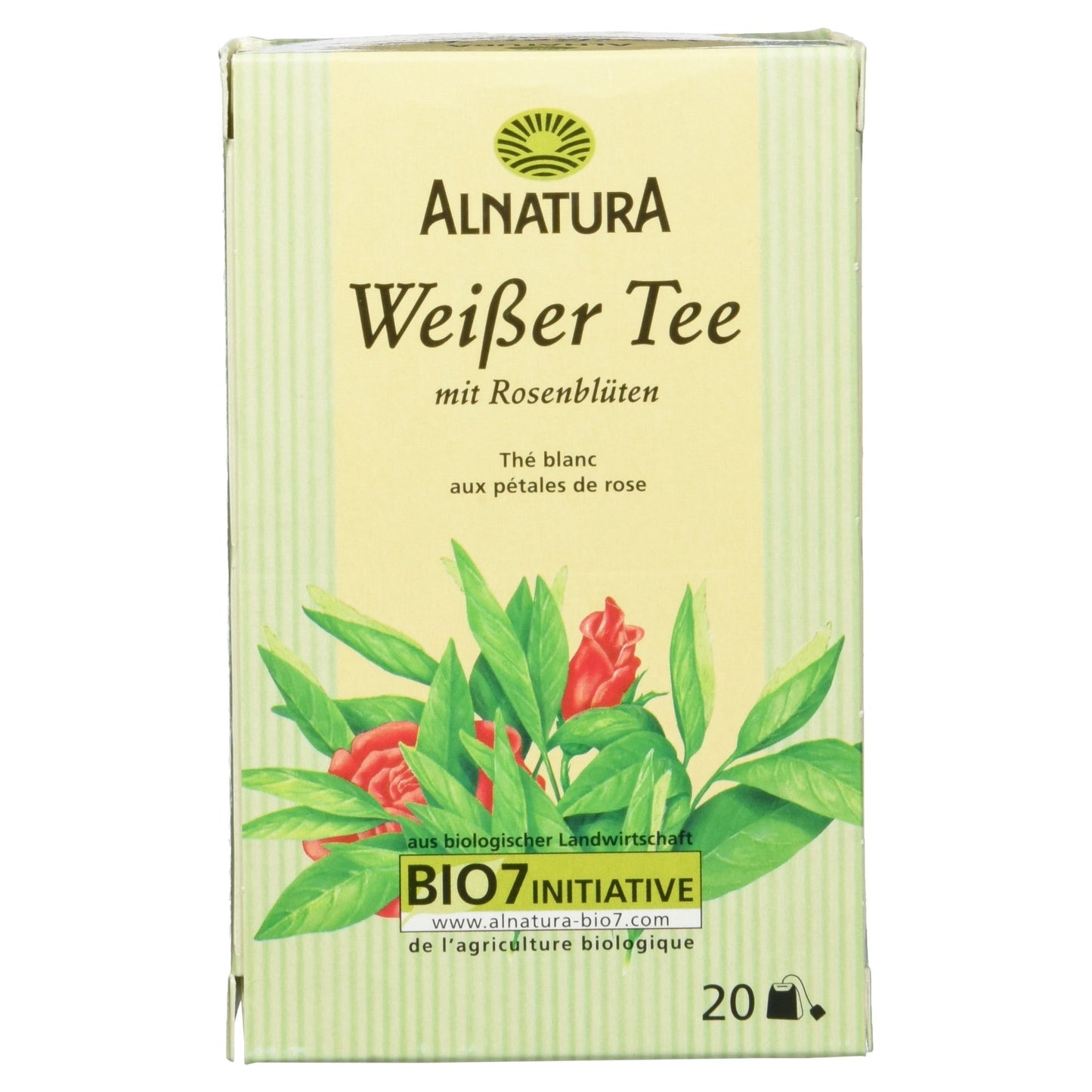Baltā tēja ar rožu ziedlapiņām, Alnatura Bio, 20 maisiņi, 30 g