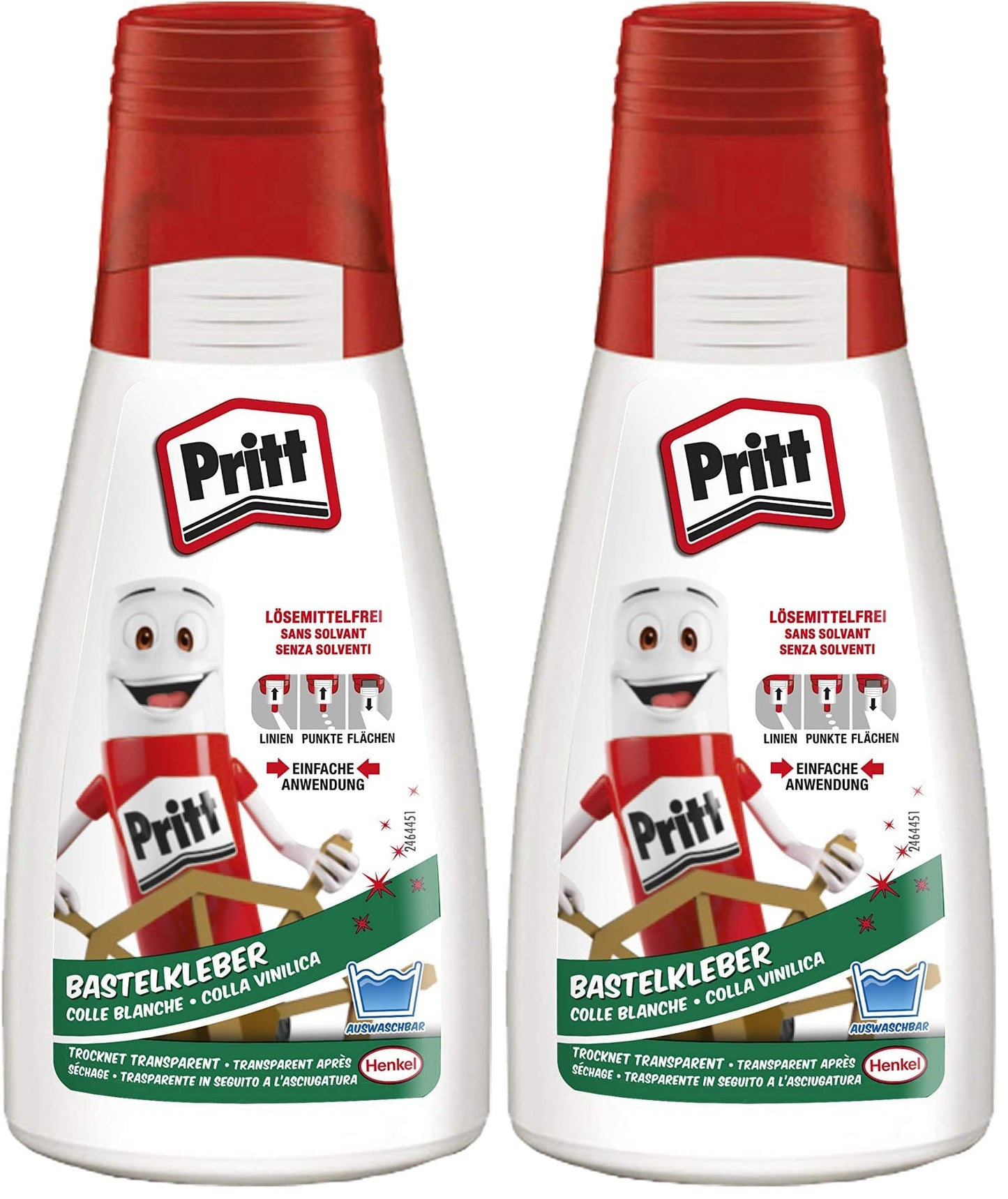 Pritt amatniecības līme, caurspīdīgi žūstoša universāla līme mājai, skolai vai birojam, balta līme bērniem, 1 pudele pa 100 g, 9H PAKC2 (2 iepakojums)