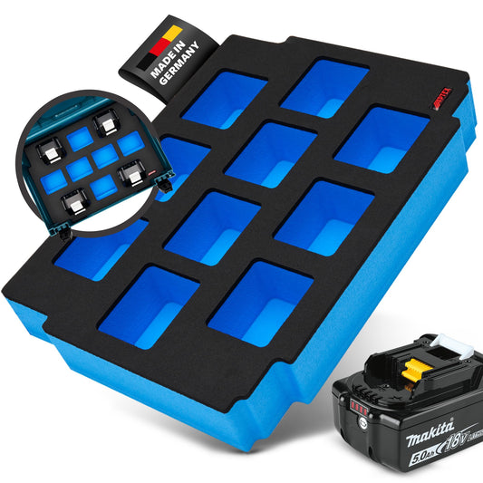 APTEX putu ieliktnis - piemērots Makita 18V akumulatoriem, 10x, MakPac Gr. 2-3, aizsargā un organizē instrumentus.