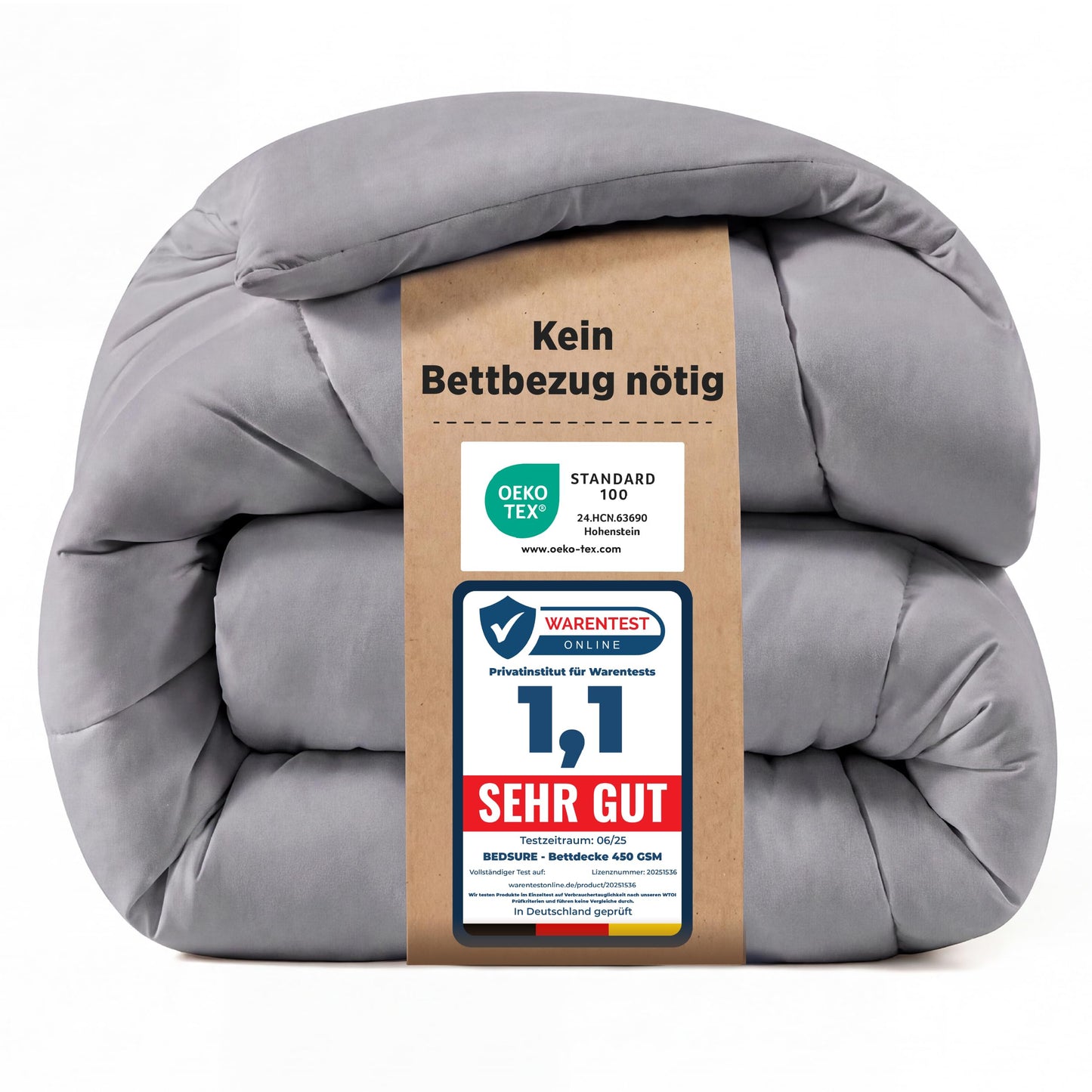 BEDSURE ziemas sega 135x200, 450gsm, silta ziemas sega, pelēka
