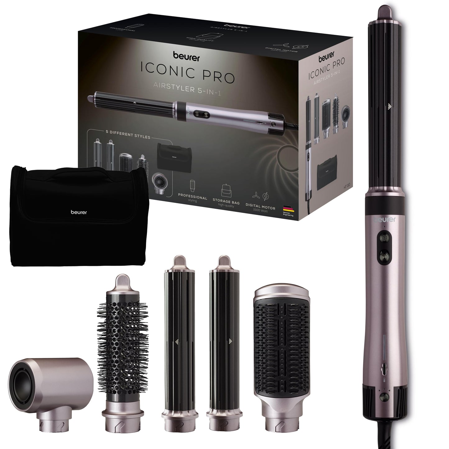 Matu veidotājs 5 vienā Beurer Airstyler Iconic Pro lokām, iztaisnošanai un matu žāvēšanai ar fēnu
