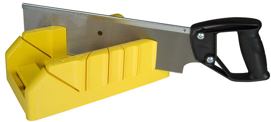 STANLEY plastmasas leņķa kaste 1-19-800 - triecienizturīgs, ar muguras zāģi un stiprinājuma urbumiem, griešanas leņķi 22,5° 45° 90°