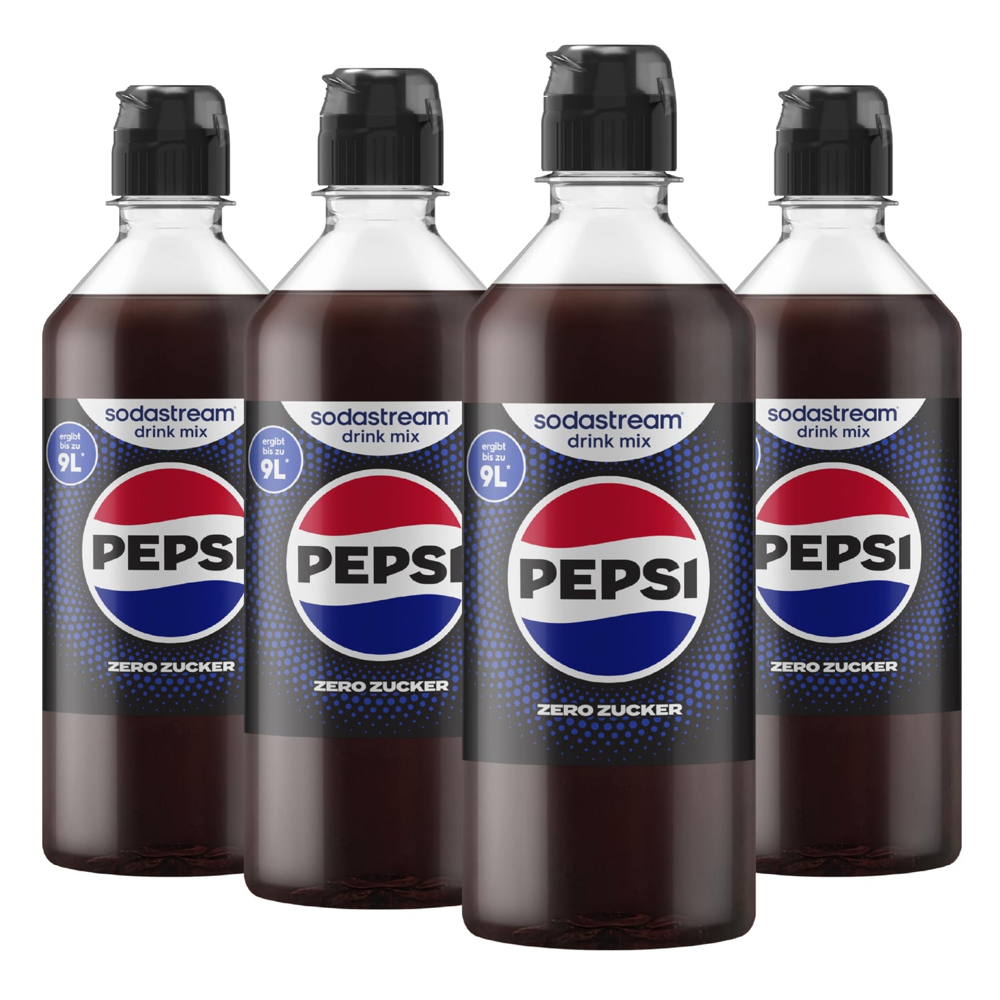 Gāzētais dzēriens Pepsi Zero Zucker, SodaStream sīrups, 4 iepakojums (4 x 440 ml)
