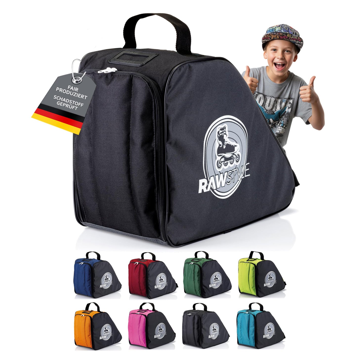 Skrituļslidu mugursoma RAWSTYLE, rollerratu soma, hokeja soma, melna