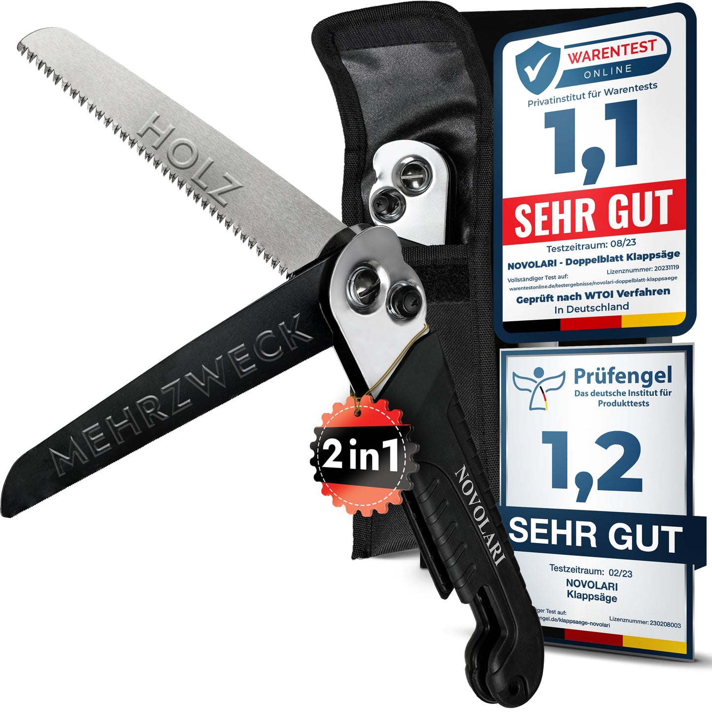 Saliekamais zāģis Novolari® Premium 20cm, izturīgs pret lūšanu, ar jostas somiņu