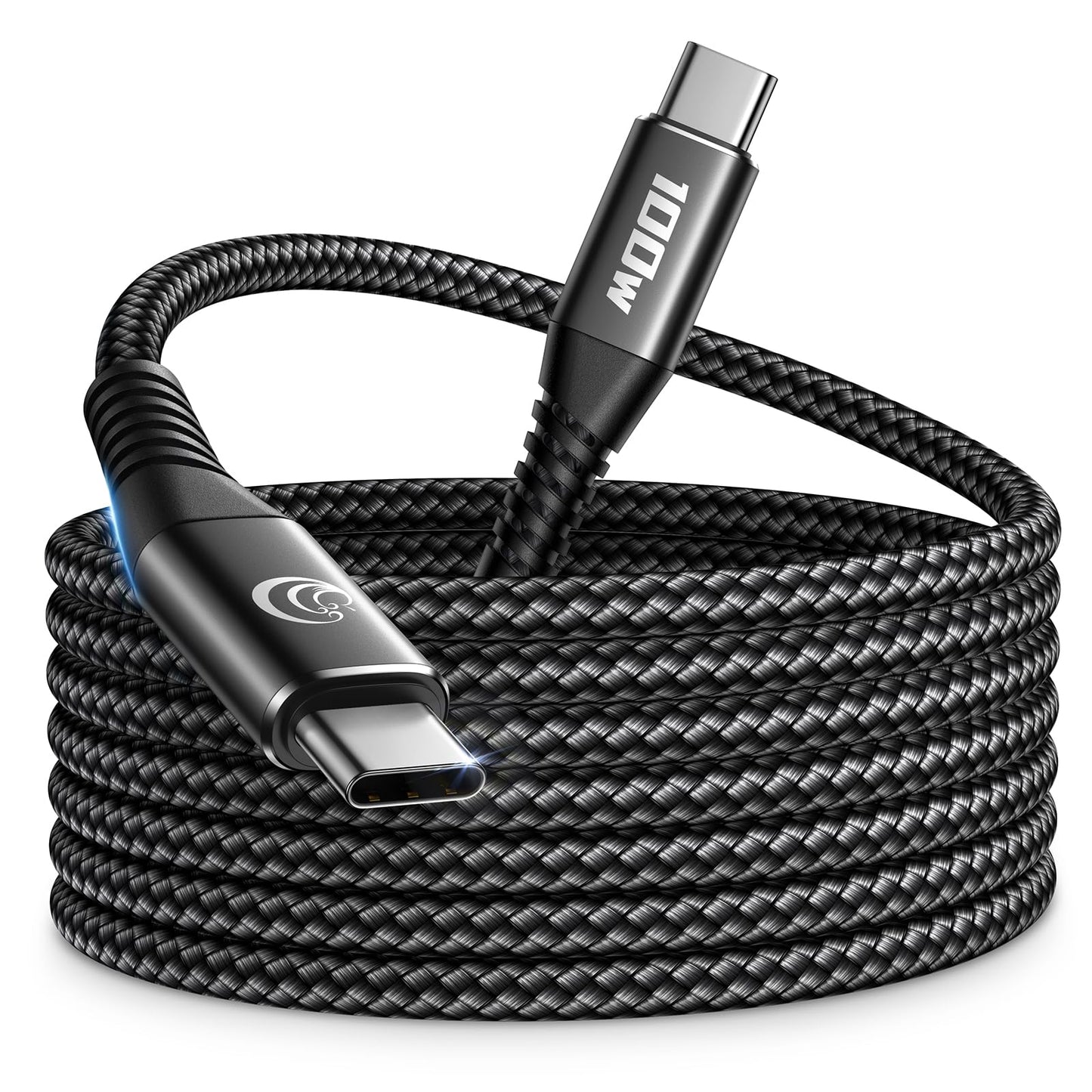 USB C kabelis 3 m 100W PD 5A ātrās uzlādes kabelis USB C uz USB C, neilona pīts, USB Type-C uzlādes kabelis iPhone 16 15 Pro Max Samsung Galaxy S24 S23 S22 S21 Pixel 7 iPad Pro MacBook Air planšetdatoriem