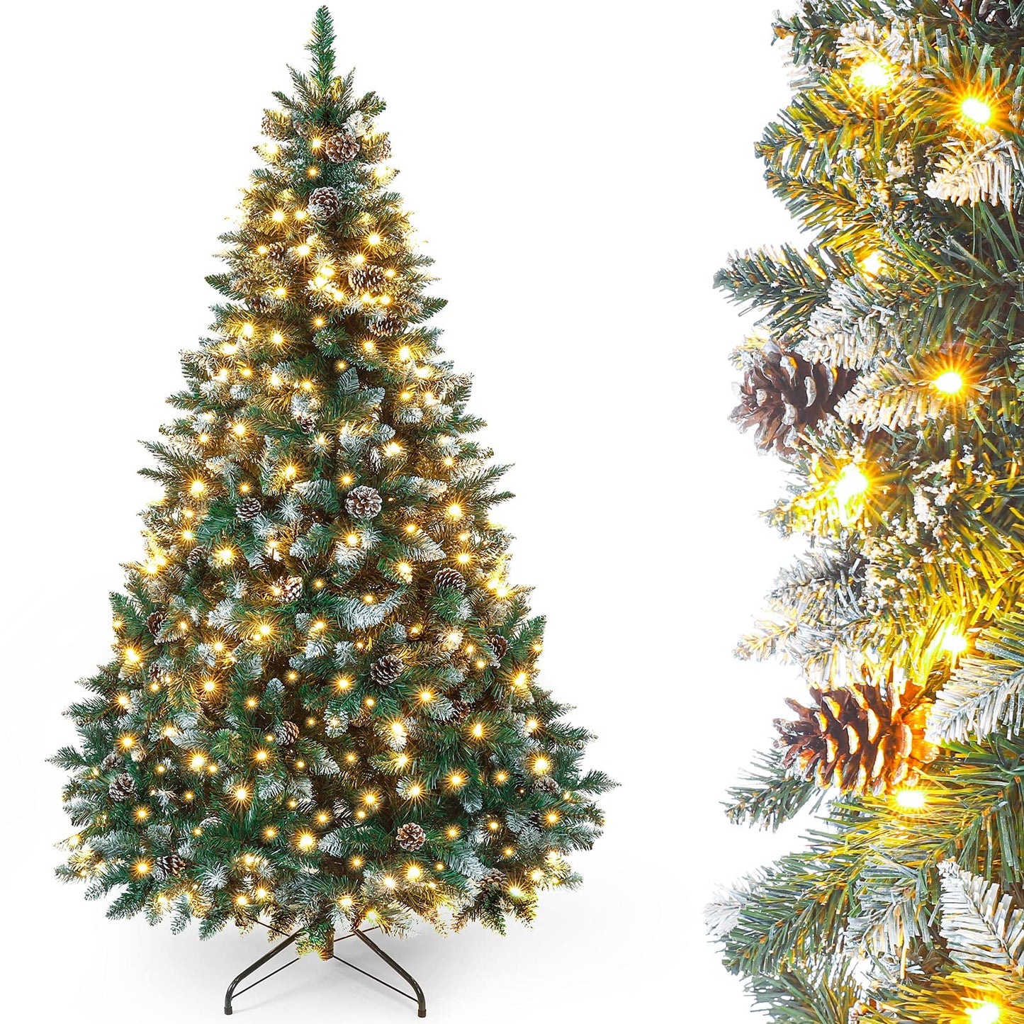 Mākslīgā Ziemassvētku eglīte Yorbay 180 cm ar sniegu, 340 LED apgaismojums