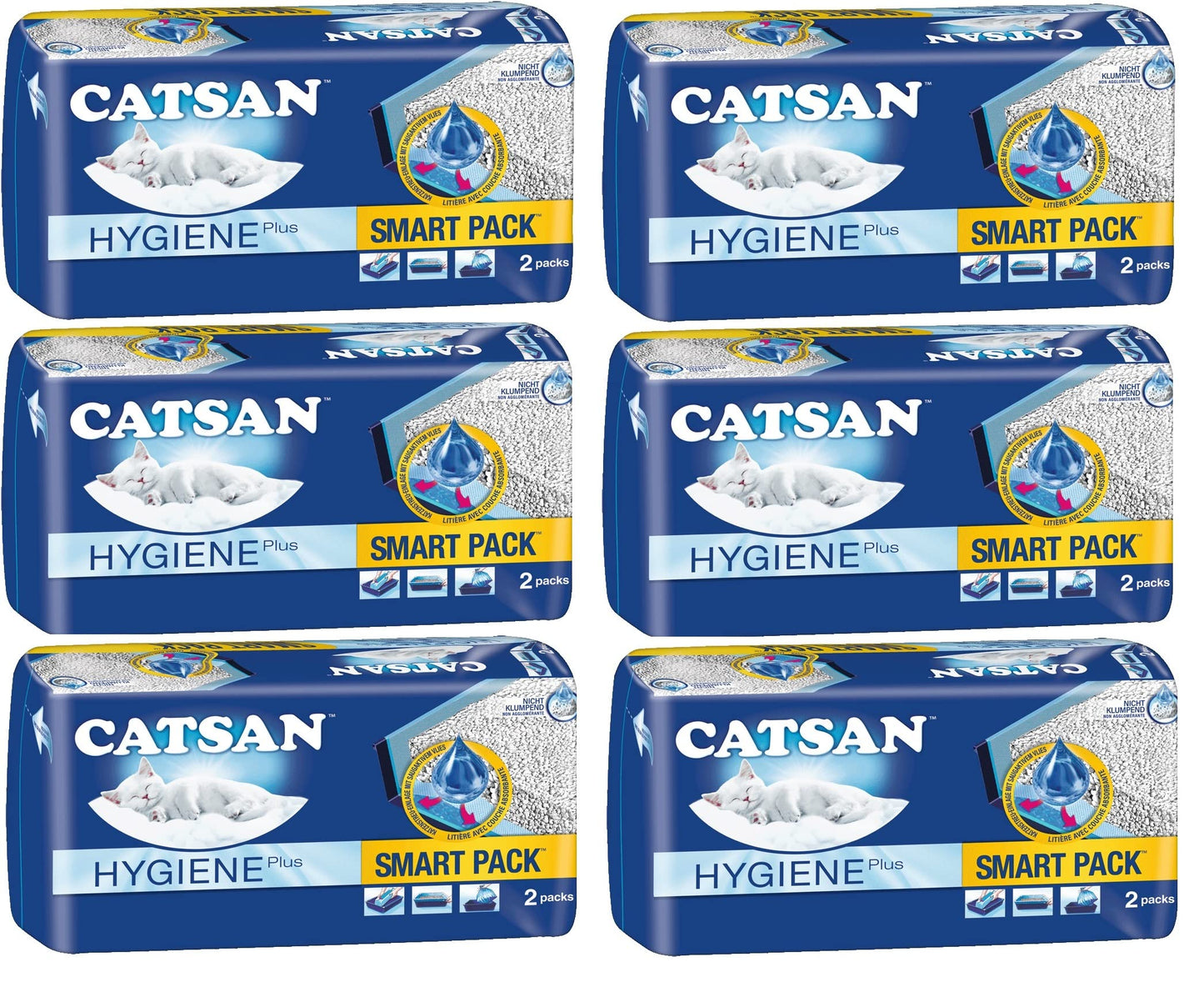 Kaķu pakaiši Catsan Smart Pack, nesalipstoši, 6 iepakojumi ar 12 pakām 48L