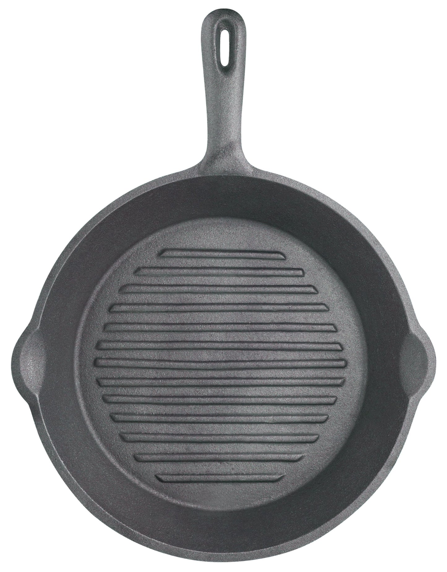 KitchenCraft čuguna grila panna - 24 cm, rievots dibens, melna, piemērota indukcijai, pārklāta, apaļa.