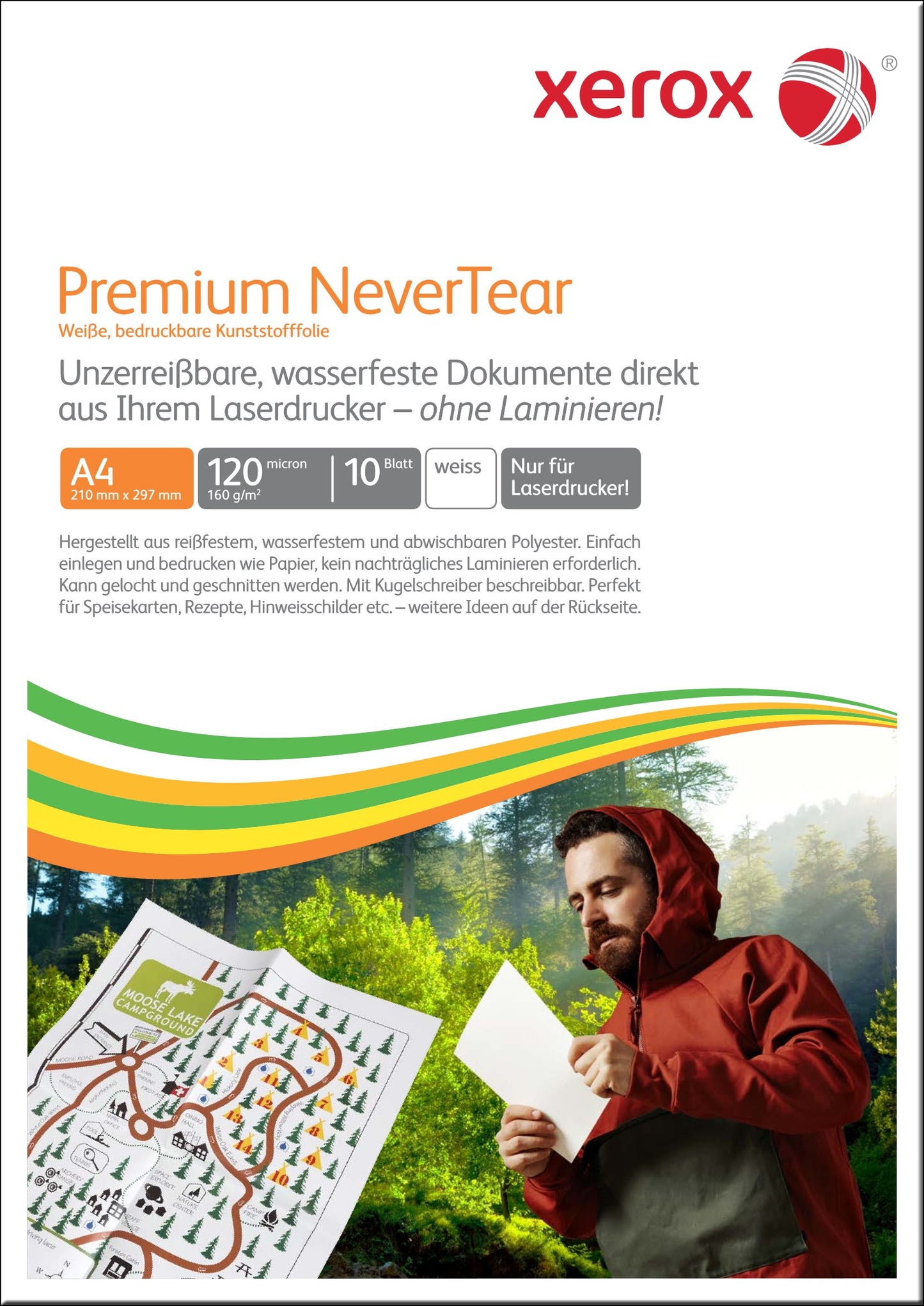 Xerox Premium NeverTear papīrs 003R98126 - A4, 160 g/m², 10 loksnes, balts, ideāls lāzerprinteriem un kopētājiem