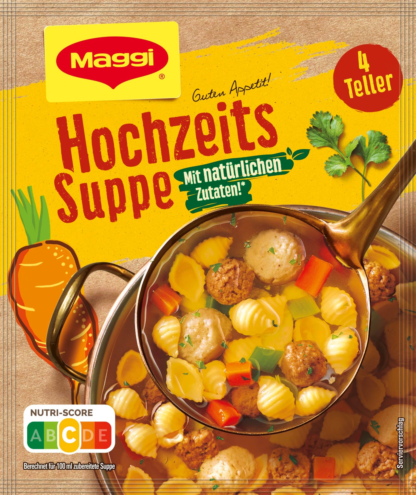 Zupa MAGGI Hochzeitssuppe ar nūdelēm, gaļas un mannas klimpām, 57 g